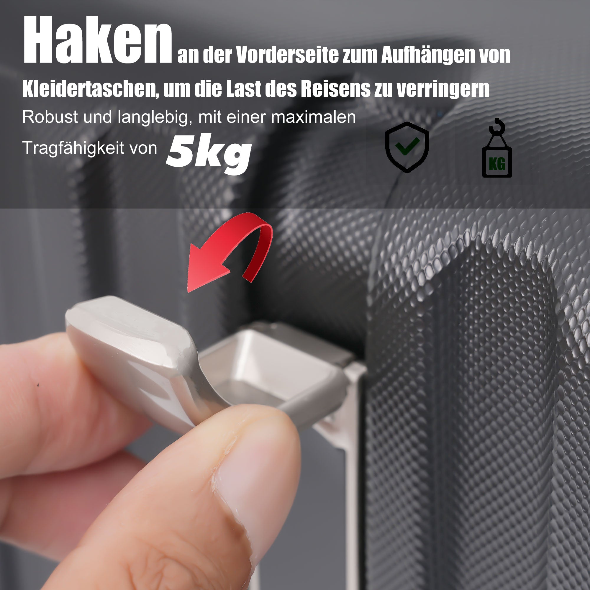 Logidon hard-shell suitcase gray 55x36x21 cm TSA 4 wheels