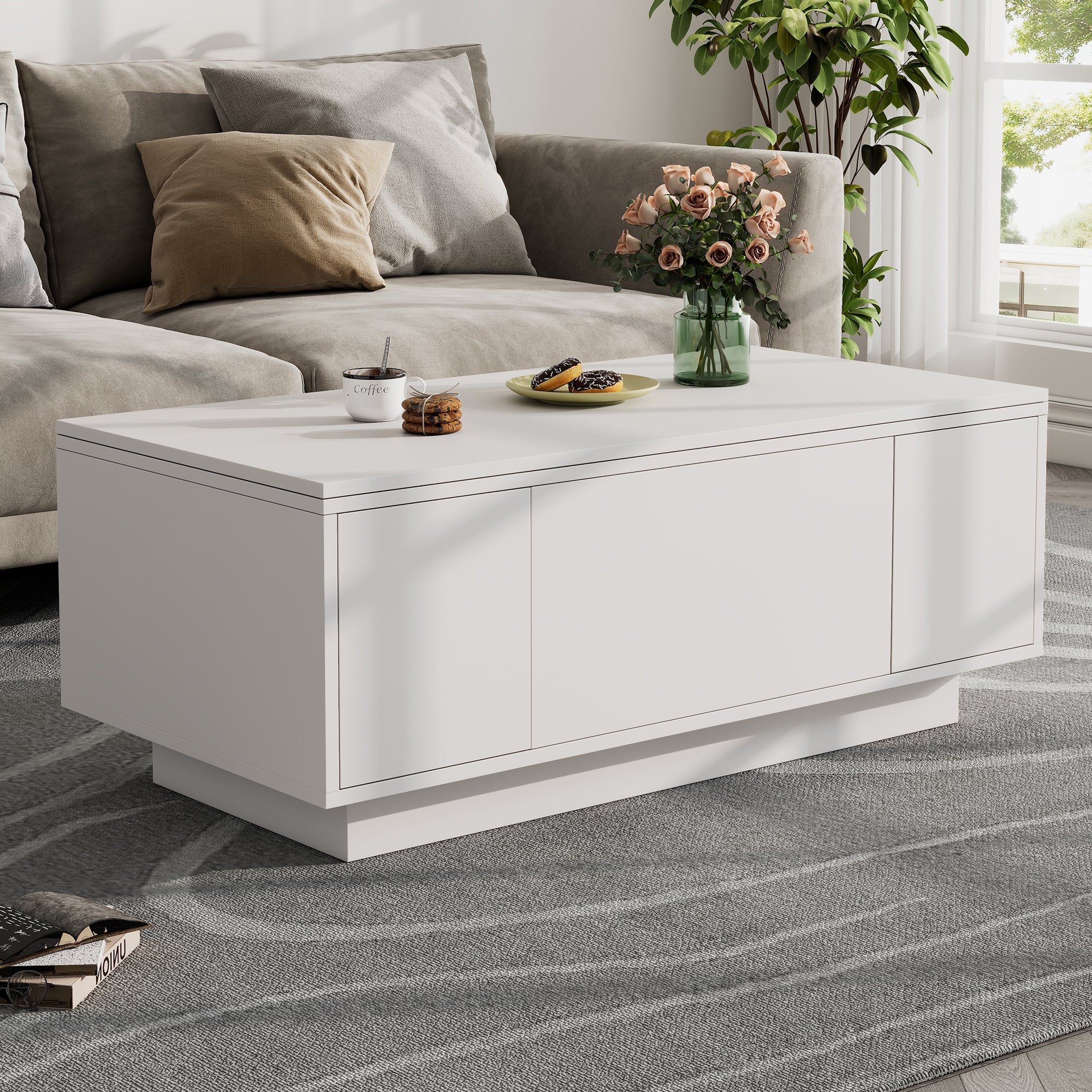 Logidon moderne salontafel met dubbel hefmechanisme, opbergruimte