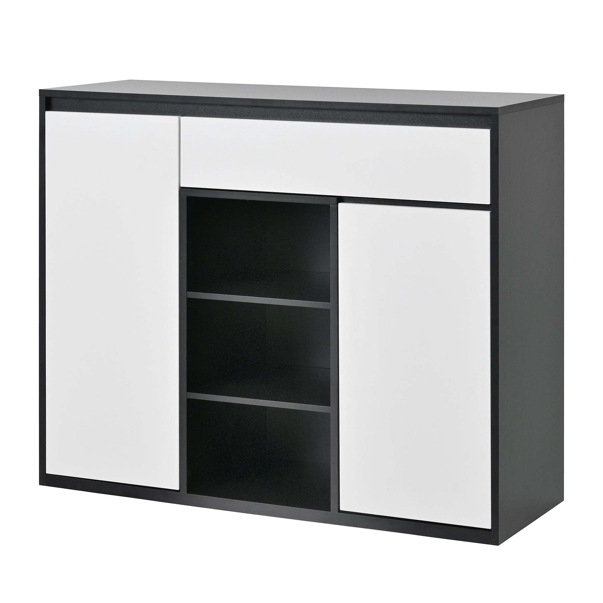 Logidon Shoe Cabinet Black White Two Doors Adjustable Shoe Rack