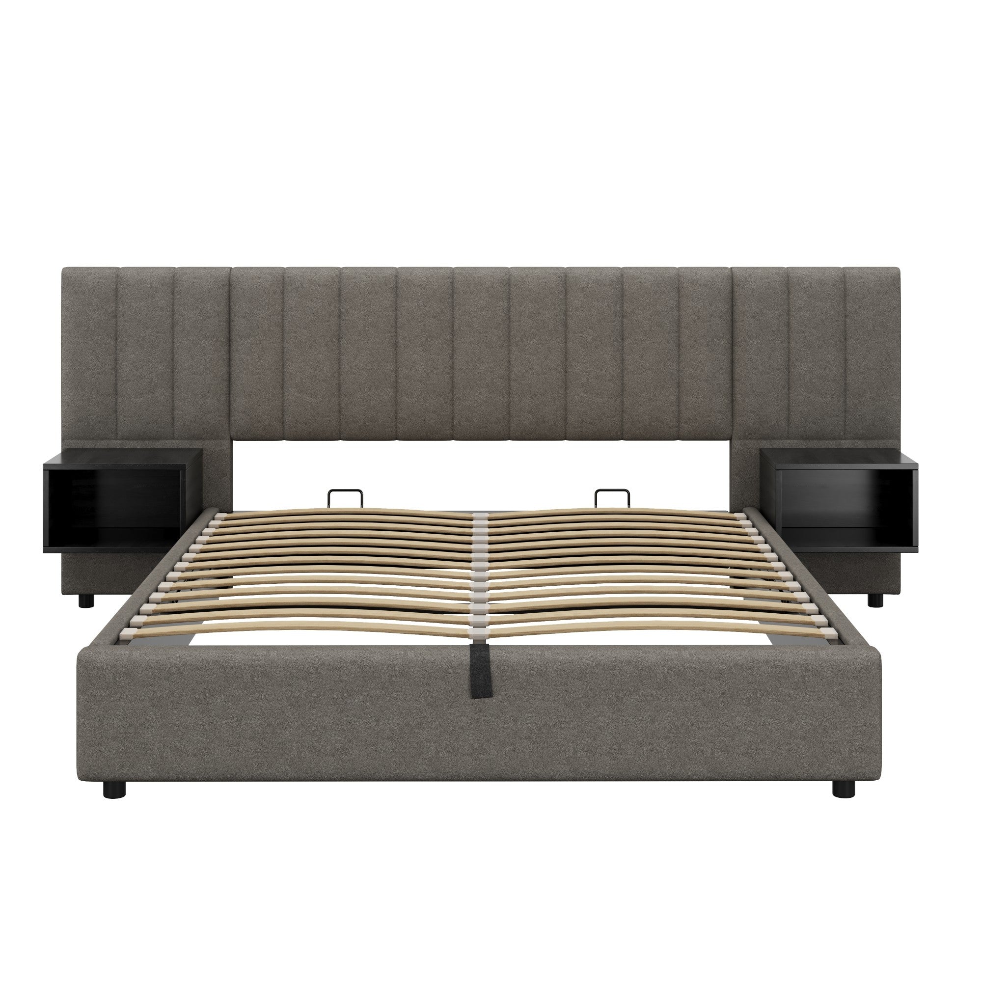 Logidon Gestoffeerd bed 160x200 cm met hydraulische opbergruimte grijs zwart