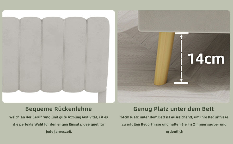 Logidon bedframe 160x200 beige platformbed Nederlandse fleece lattenbodem