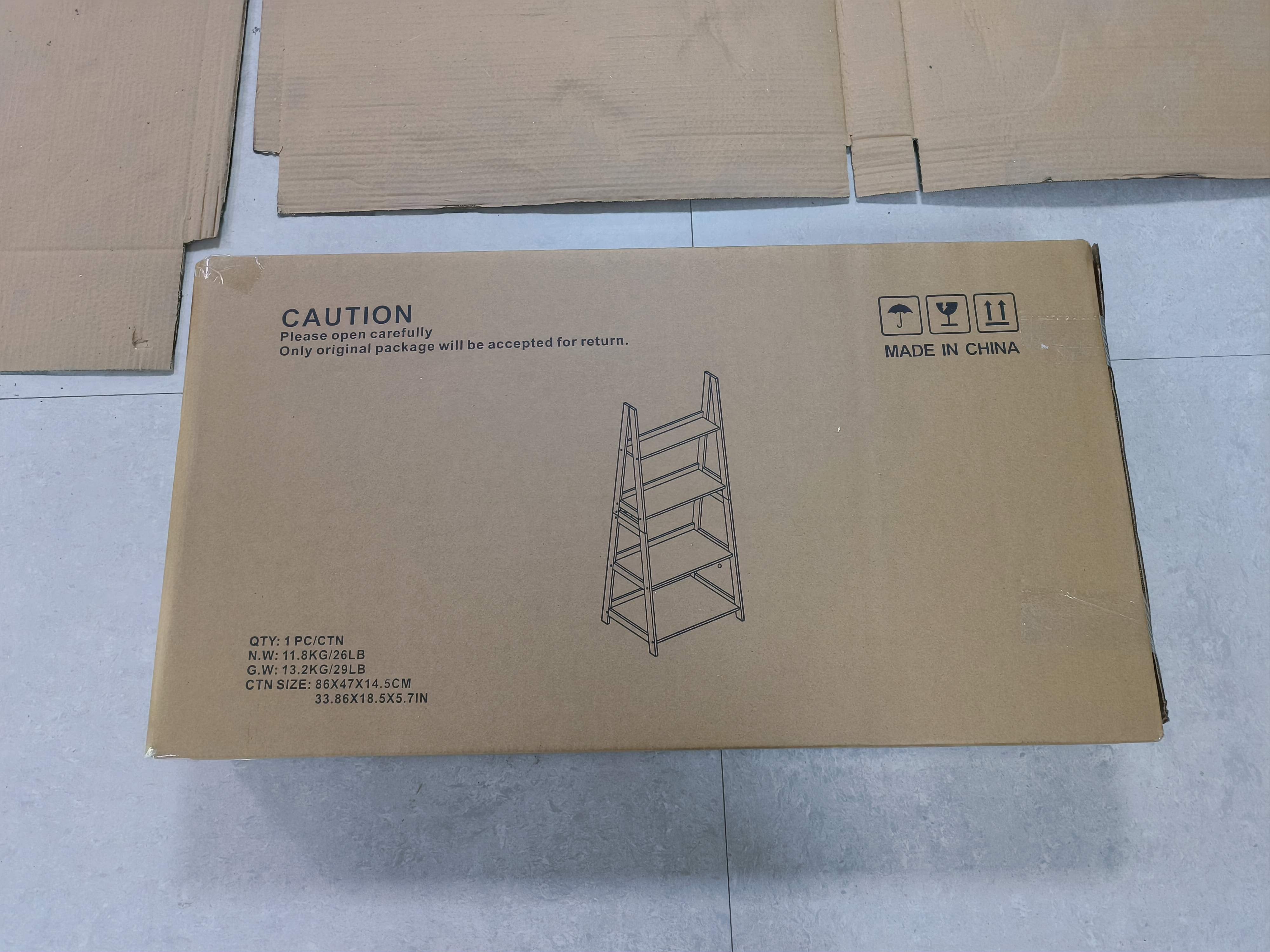 Logidon ladderboekenkast wit 4-laags staande plank 63x39x150 cm
