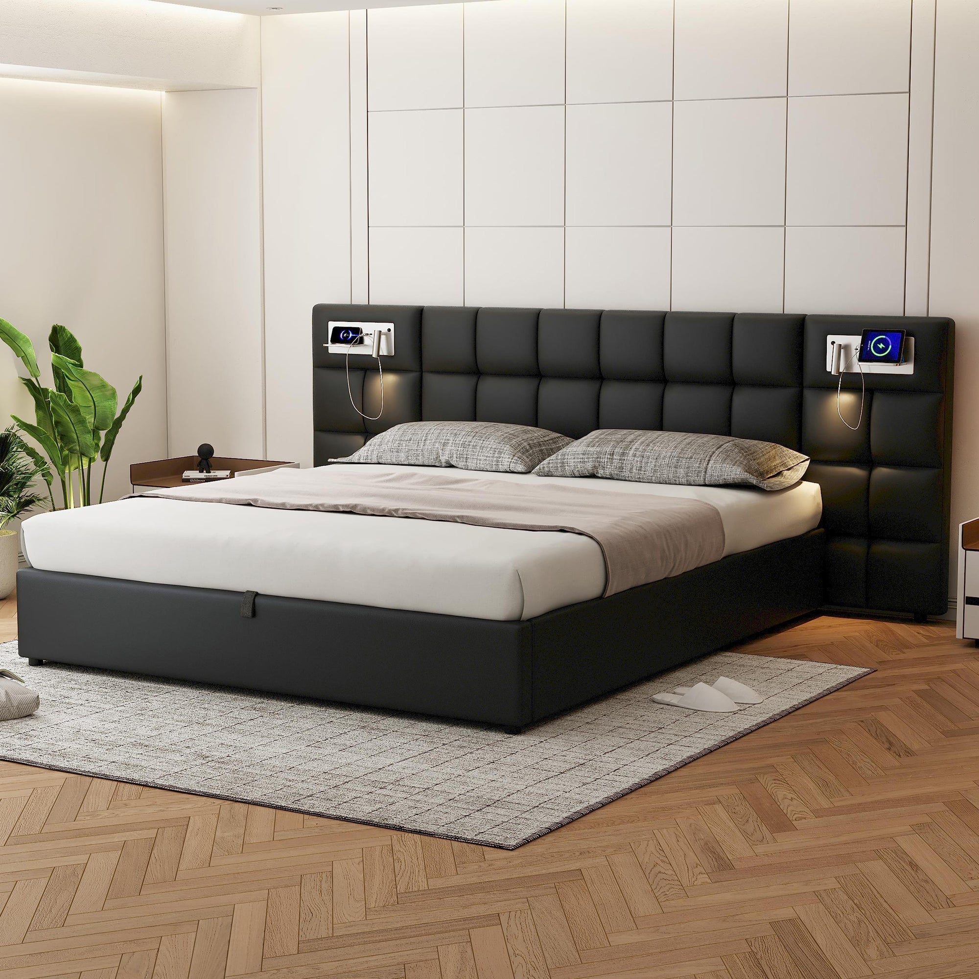 Logidon gestoffeerd bed 180 x 200 cm met USB poort en draadloos opladen
