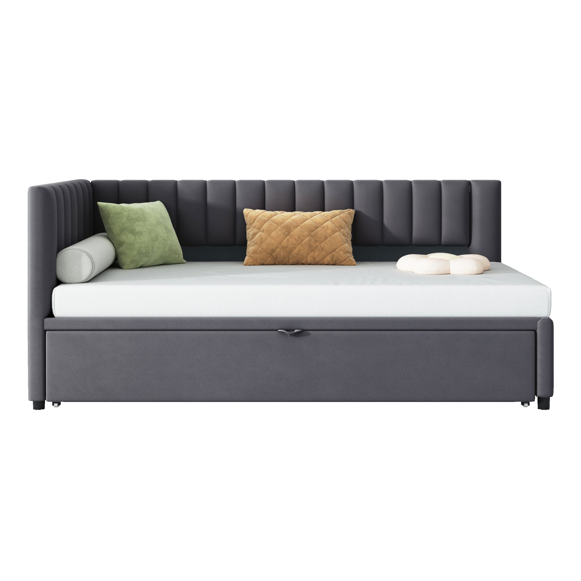 Logidon sofa bed L shape with pull-out bed 90/180x200 cm velvet gray