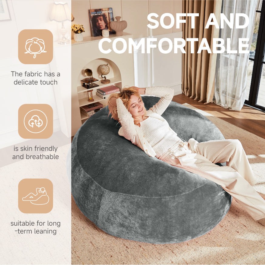 Logidon 4FT Zitzak Grijs Comfortabele loungestoel voor volwassenen
