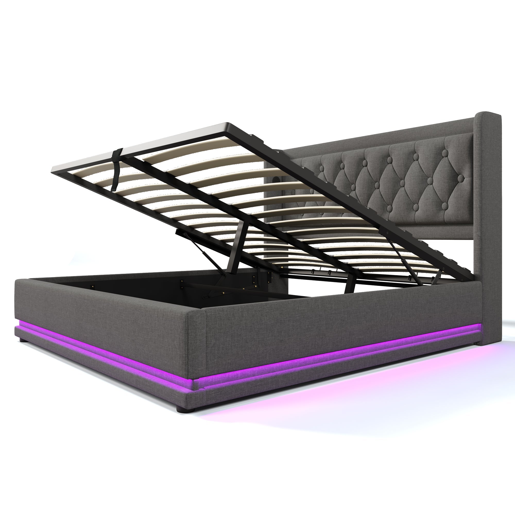 Logidon gestoffeerd bed 160x200 cm grijs fluweel opbergruimte USB-C oplaadfunctie