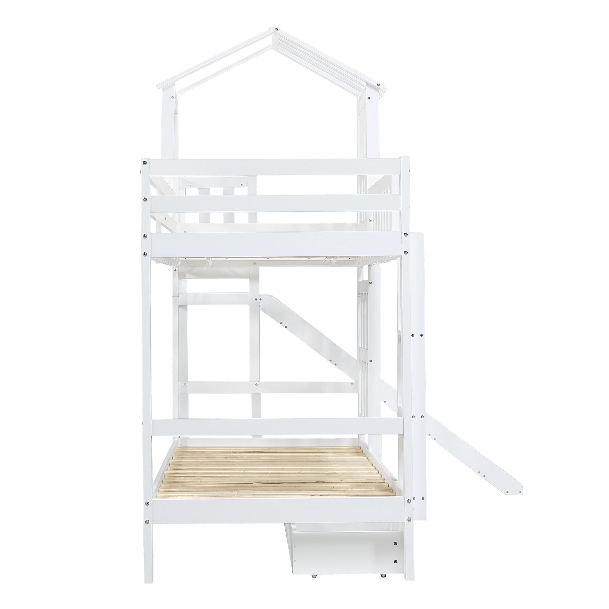 Logidon stapelbed met glijbaan en grote lade 90x200 wit