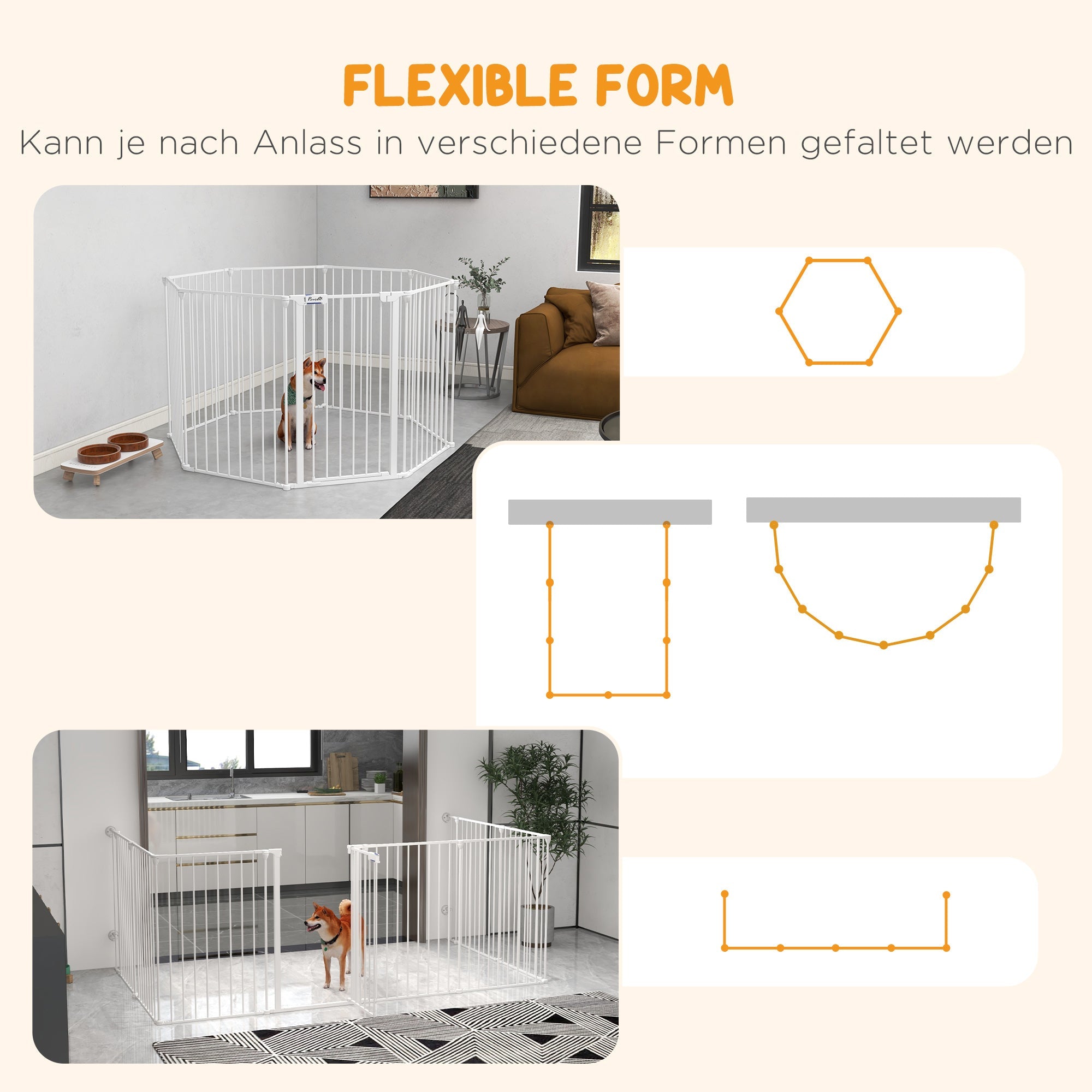 Logidon Puppybox 90 cm Hoog Wit Opvouwbaar 8 Panelen Sluithulp