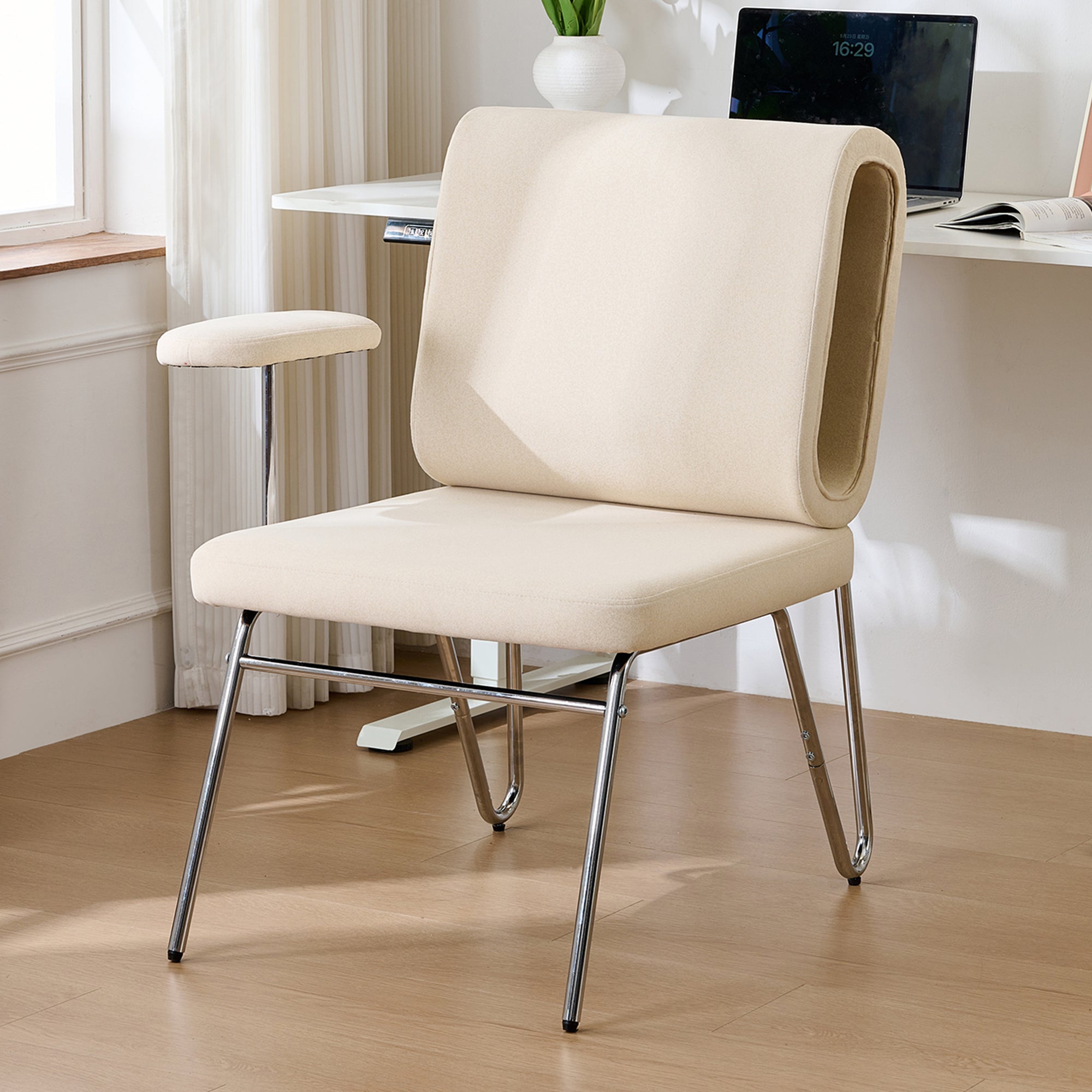 Logidon Bureaustoel Met Kattenmand Beige Brede Zitting