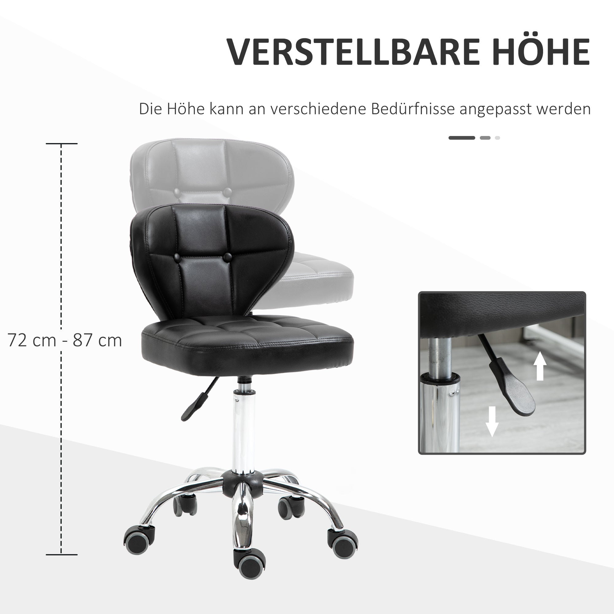 Logidon Set van 2 draaibare krukken met rugleuning donkergrijs kunstleer staal