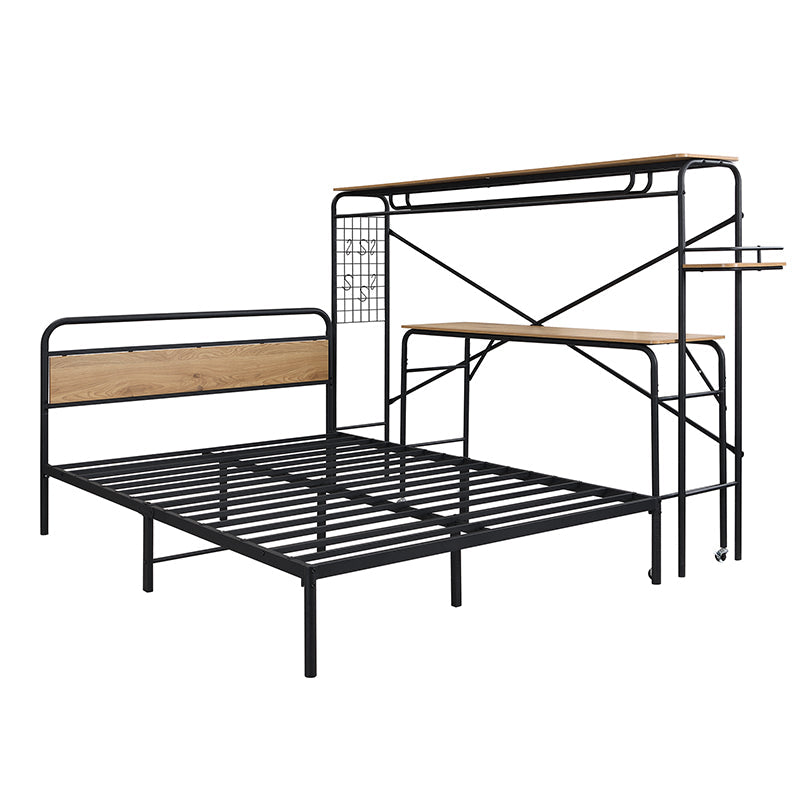Logidon metalen bed 140x200 met tafelkapstok zwart naturel