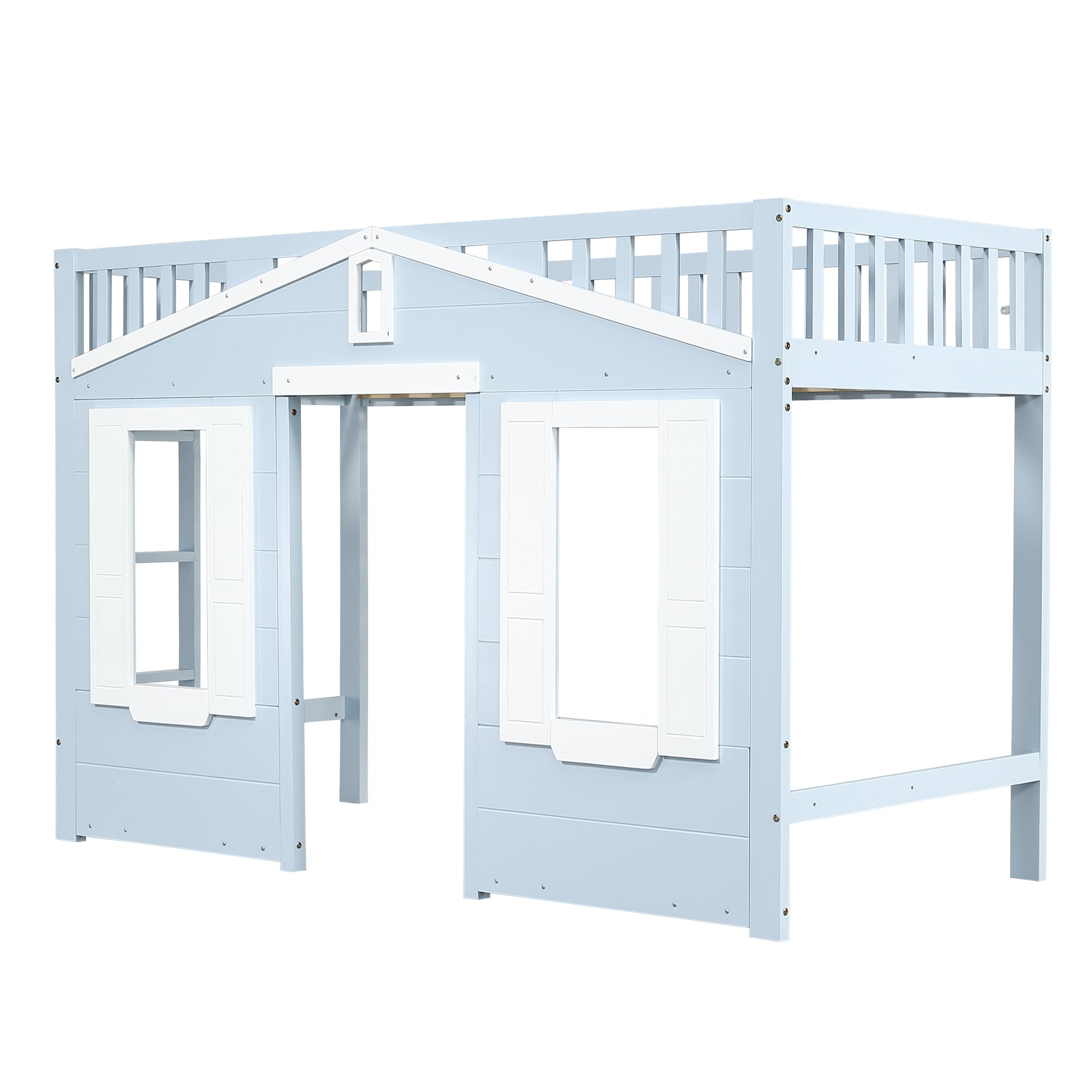 Logidon hoogslaper blauw 90x200 kinderbed met ruimte onder het bed