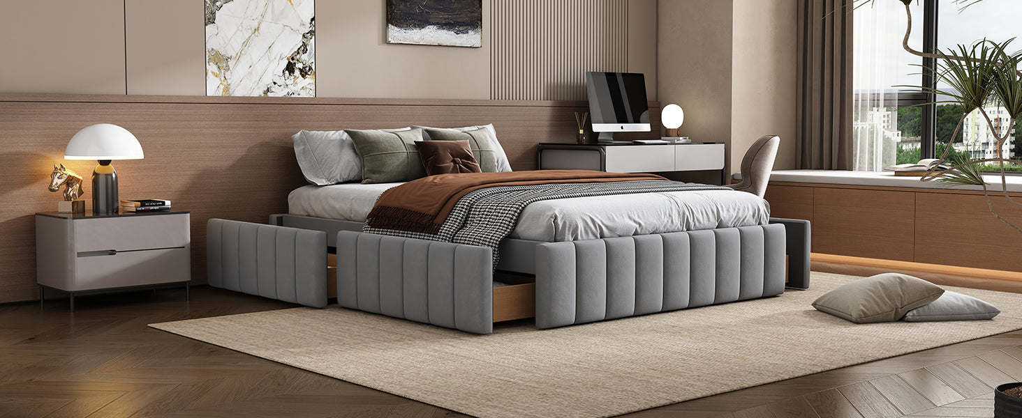 Logidon gestoffeerd bed 140 x 200 cm grijs met lattenbodem designbed