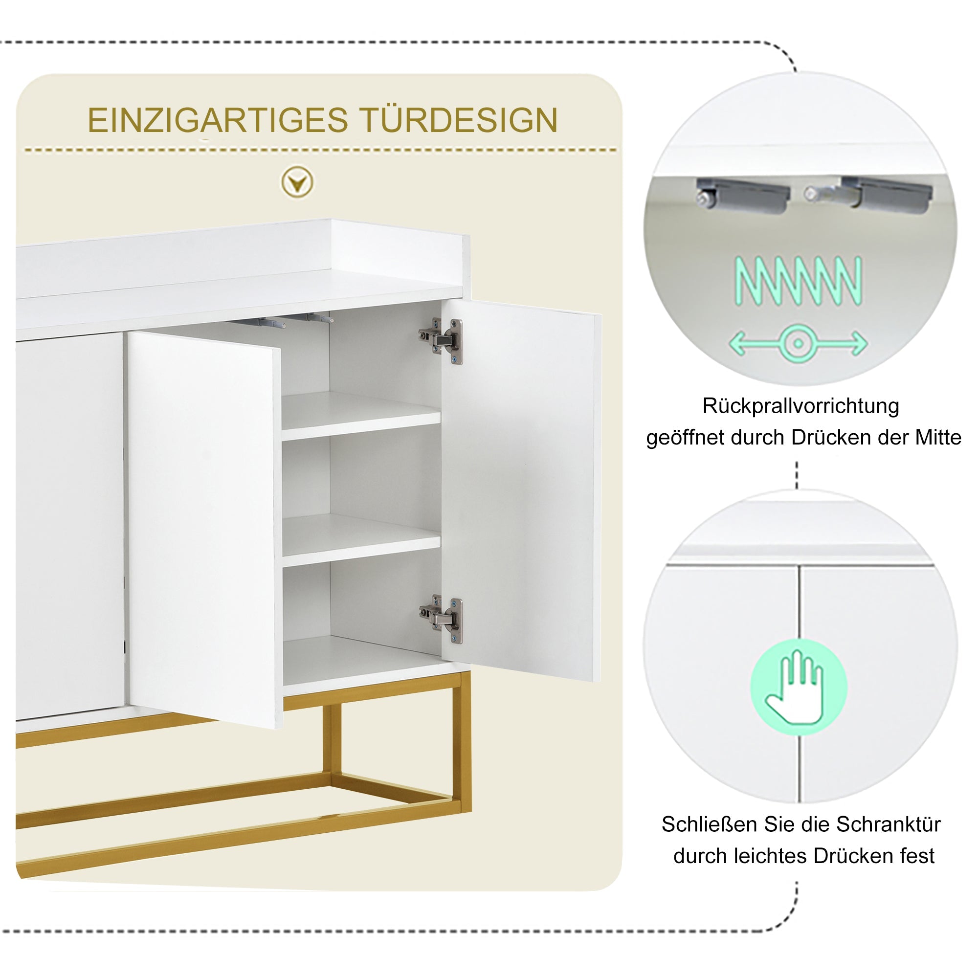 Logidon Dressoir 120 cm Wit Greeploos Vier Deuren Minimalistisch