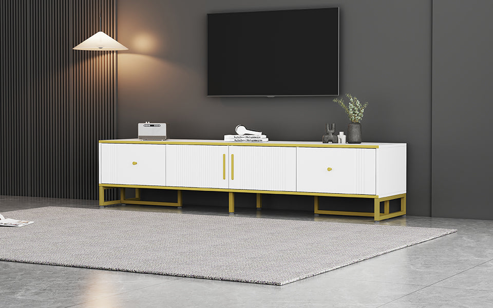 Logidon Elegant Wit TV-meubel 180x40x40 cm Gouden Trim