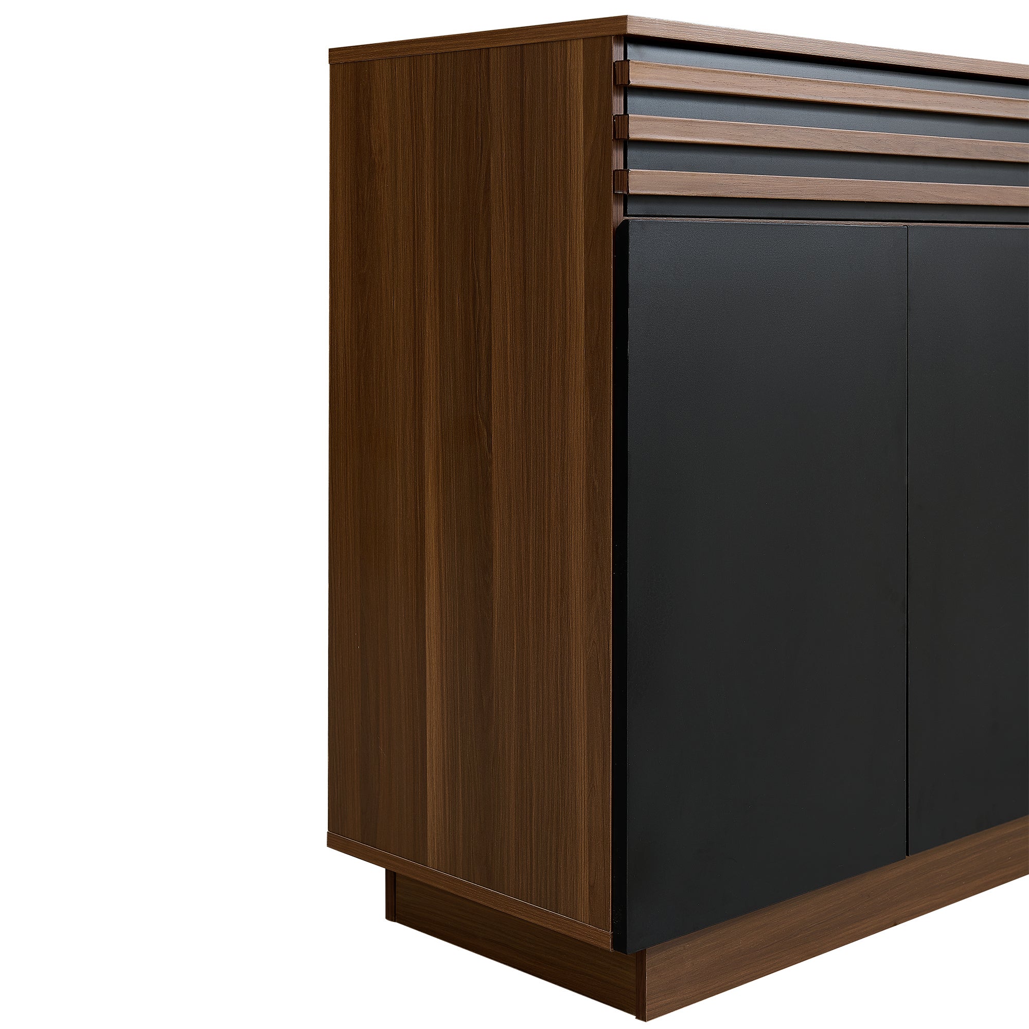 Logidon Modern dressoir 150 x 40 x 85 cm houtlook zwarte deuren