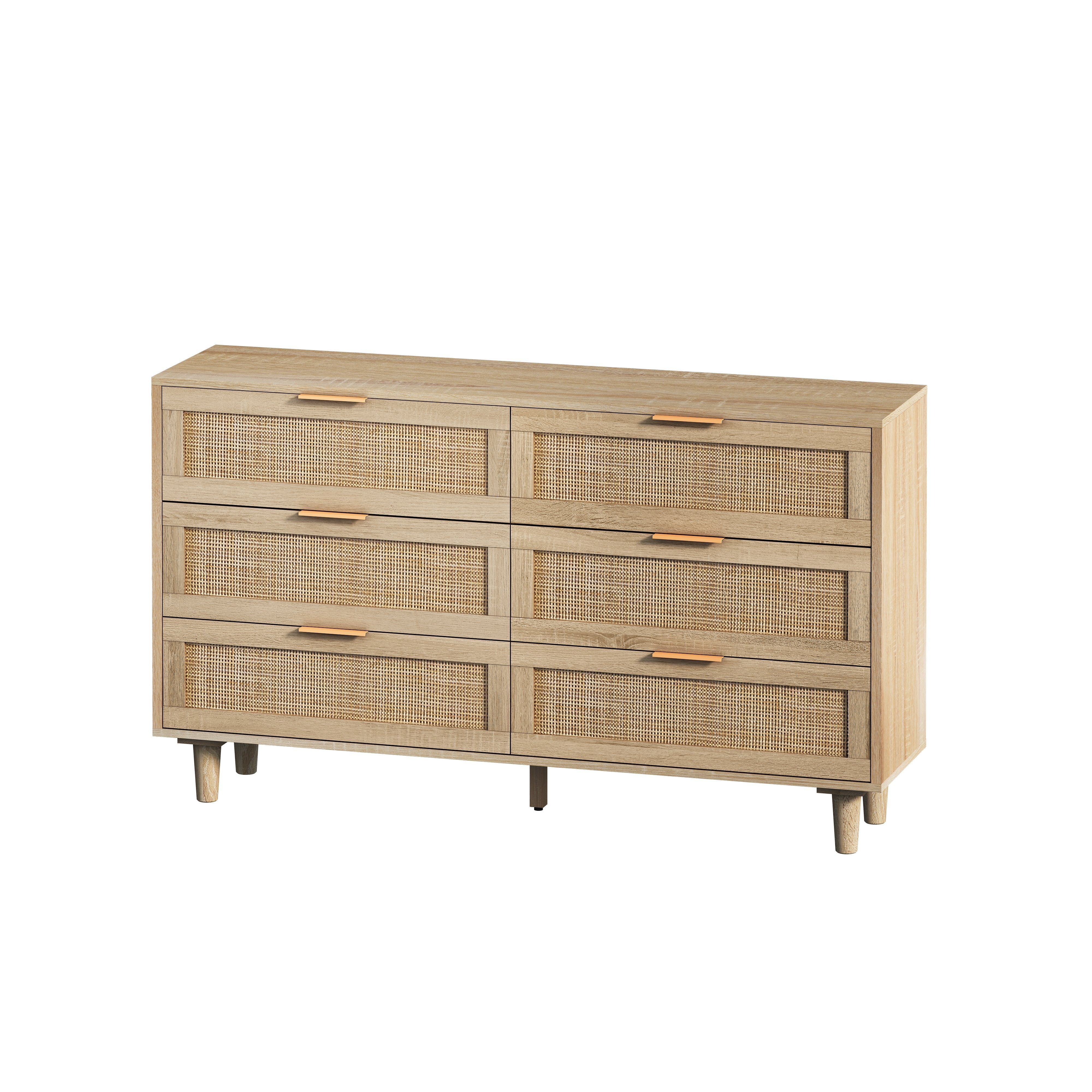 Logidon 130 cm rotan dressoir met 6 lades naturel rotan