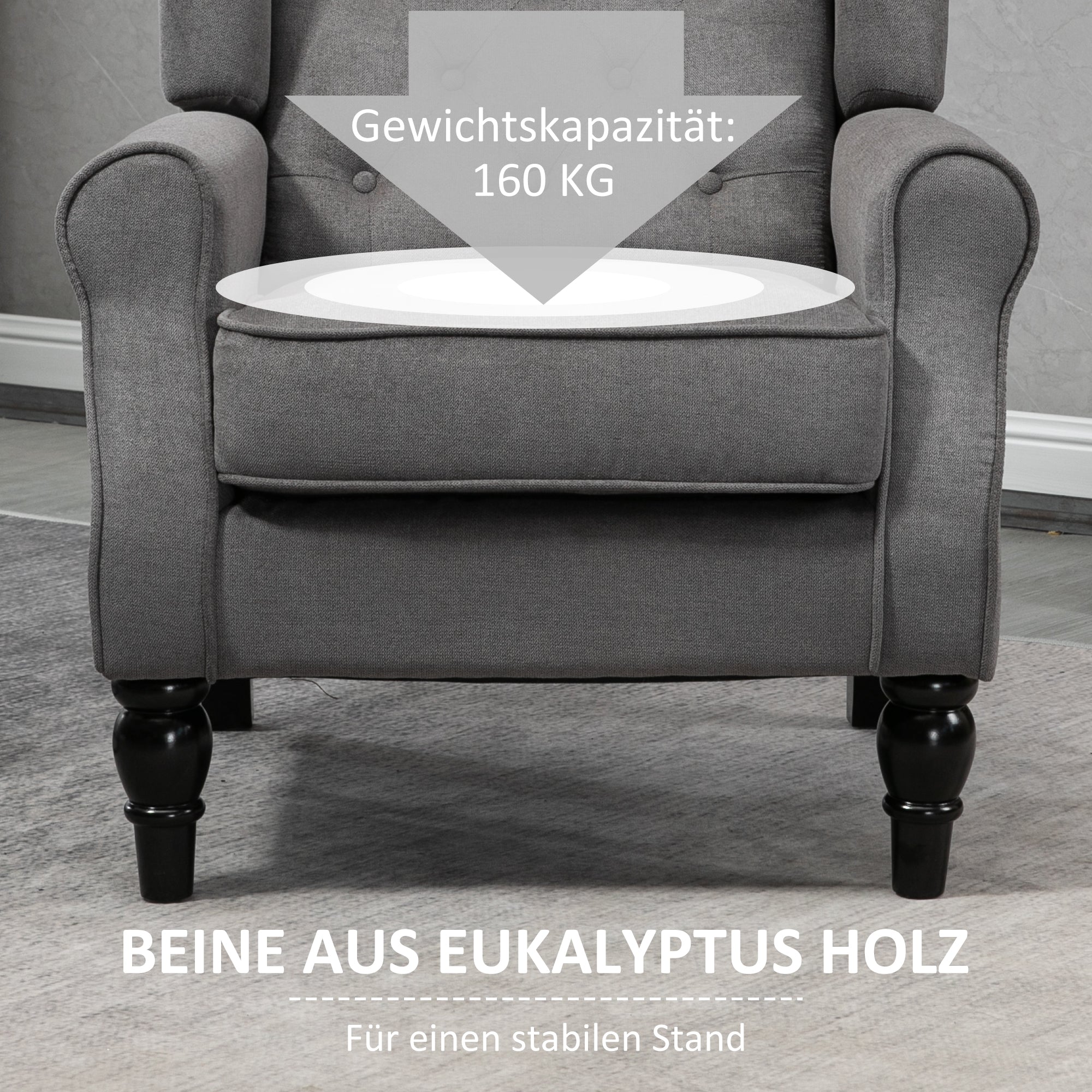 Logidon Wing Chair Met Tufting Donkergrijs 74x86x102 cm