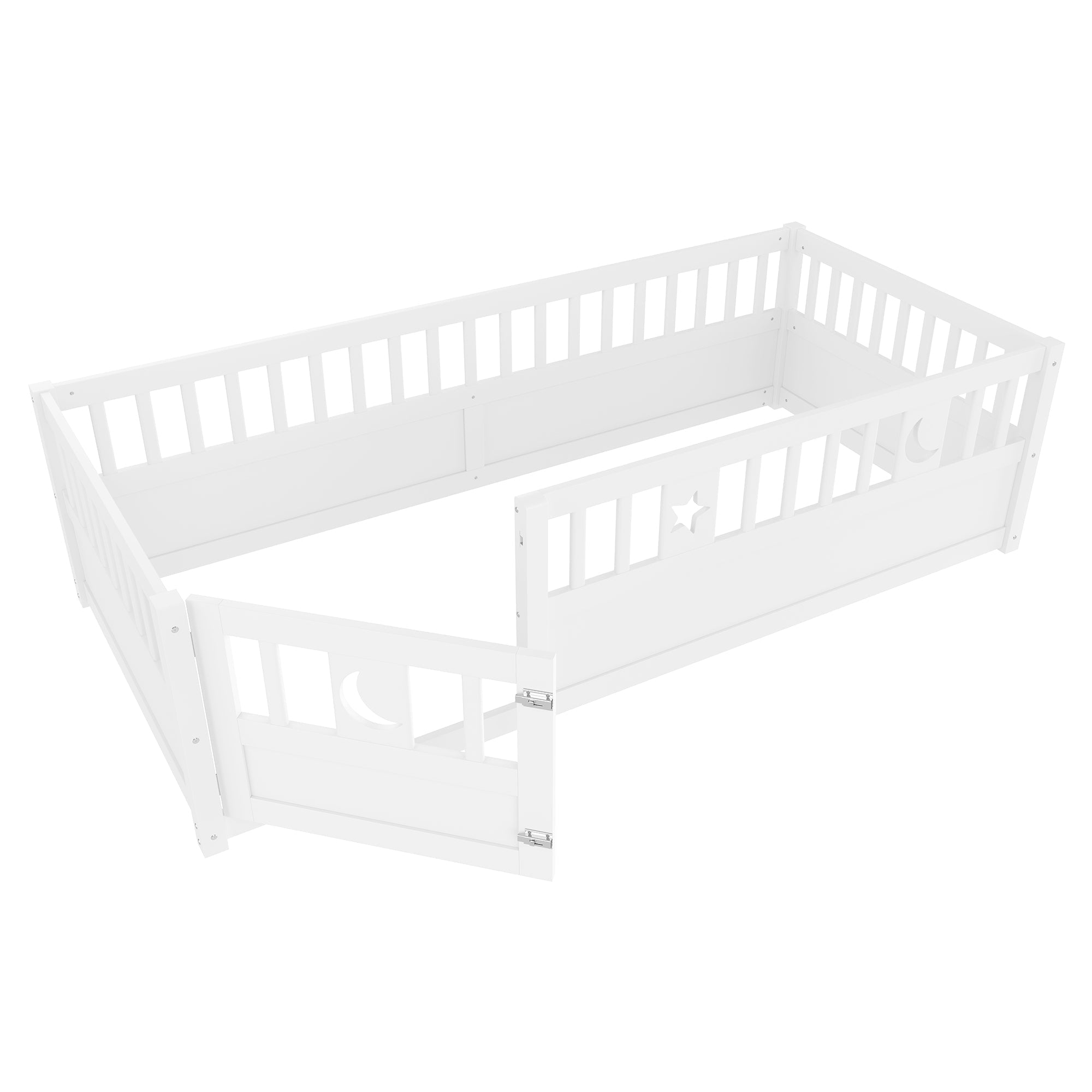 Logidon paneelbed 90x190 cm wit met raster ster maan decor