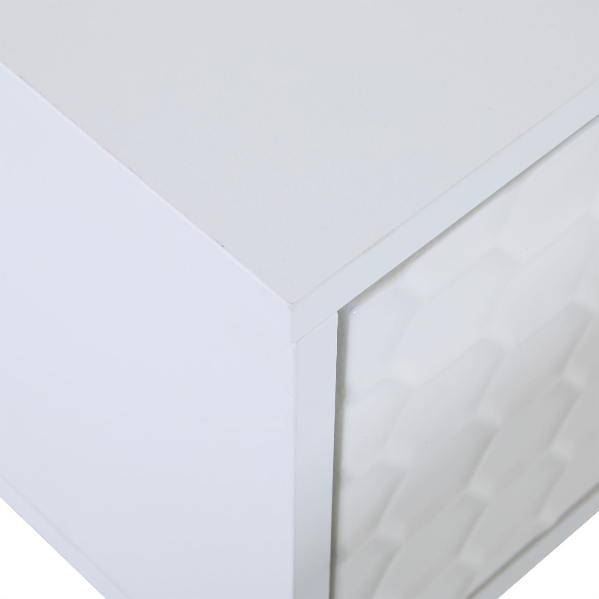 Logidon White TV Stand with Honeycomb Pattern and Storage Space for up to 80 Inches