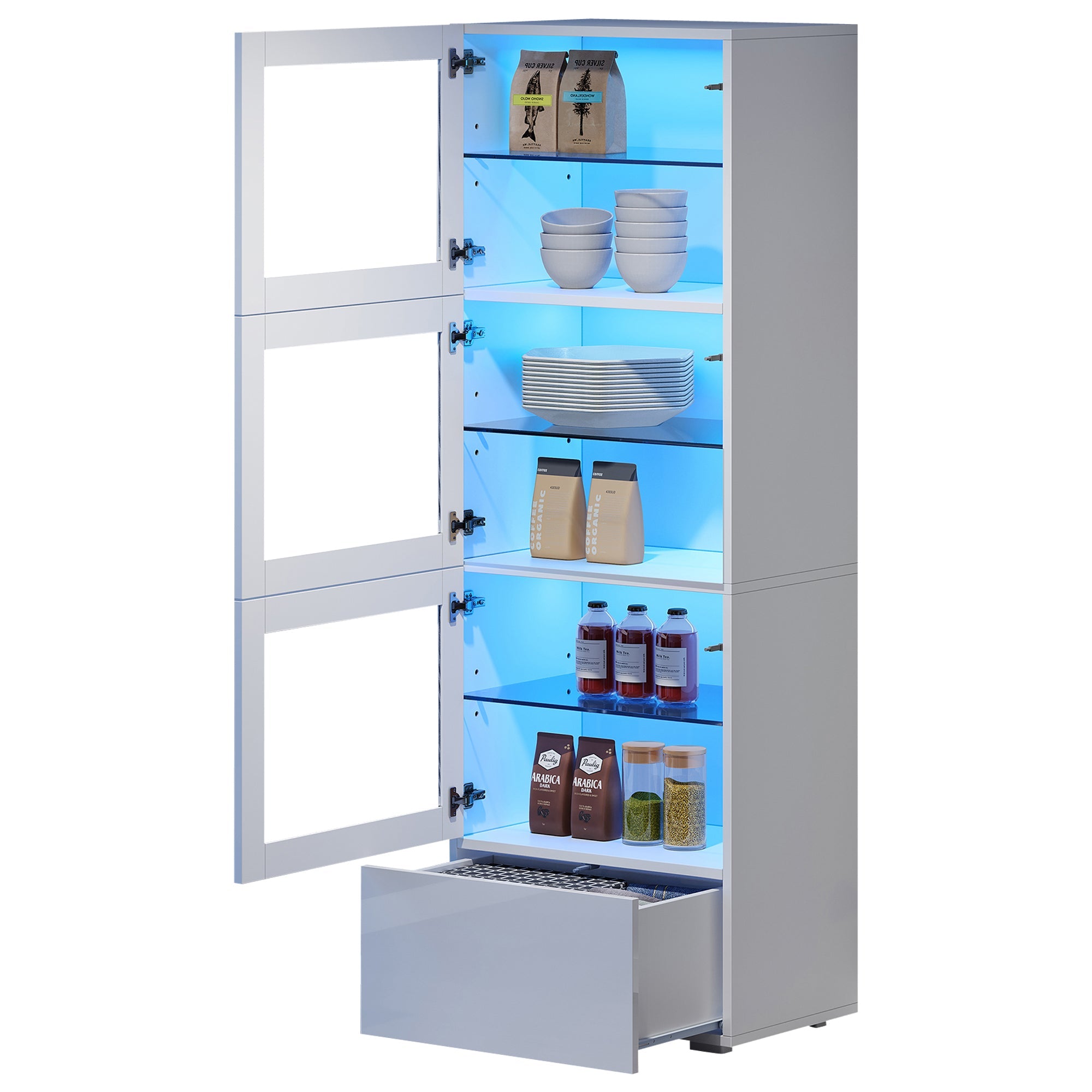 Logidon vitrine 60x40x173 cm wit hoogglans LED verlichting