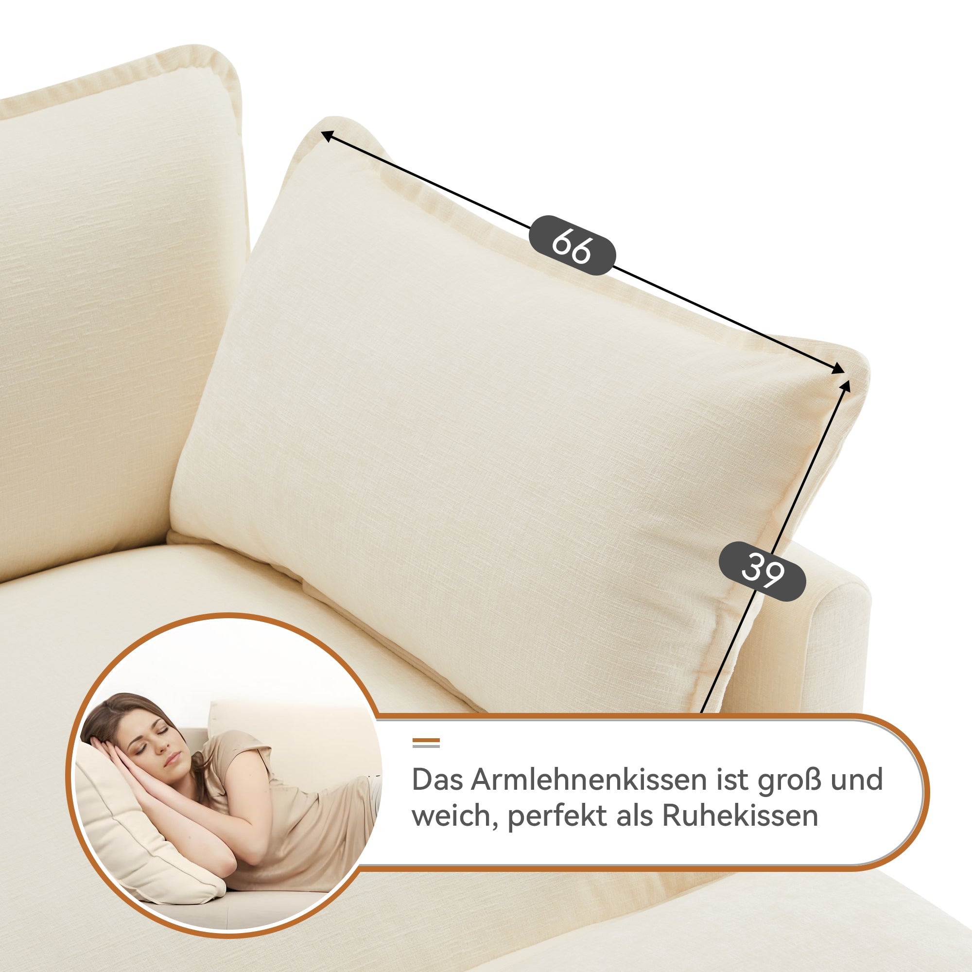 Logidon Driezitsbank Beige Chenille Met Voetensteun