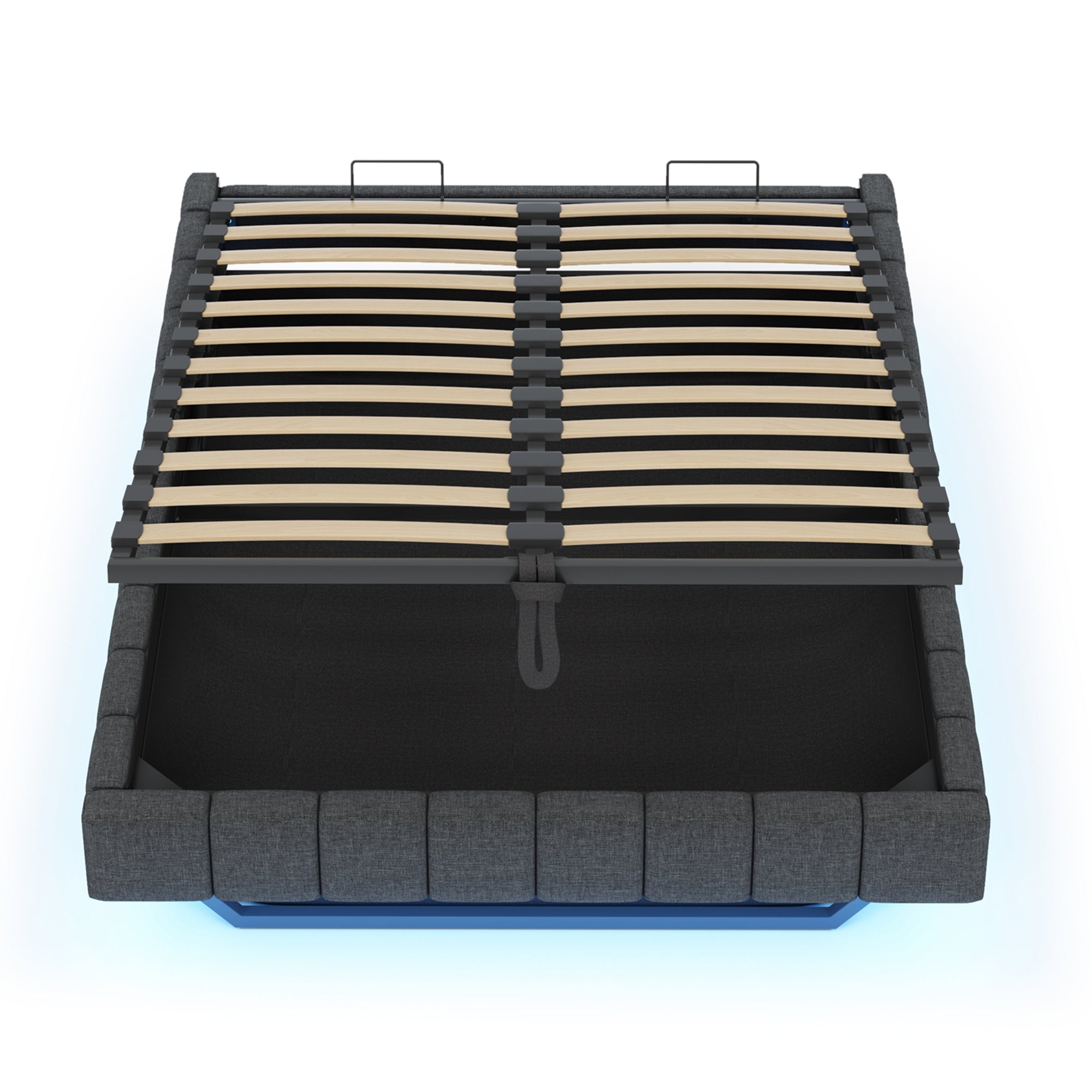 Logidon gestoffeerd bed 140x200 cm met opbergruimte LED licht linnengrijs