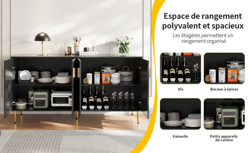 Logidon Zwart dressoir 152x40x75 cm golfdesign