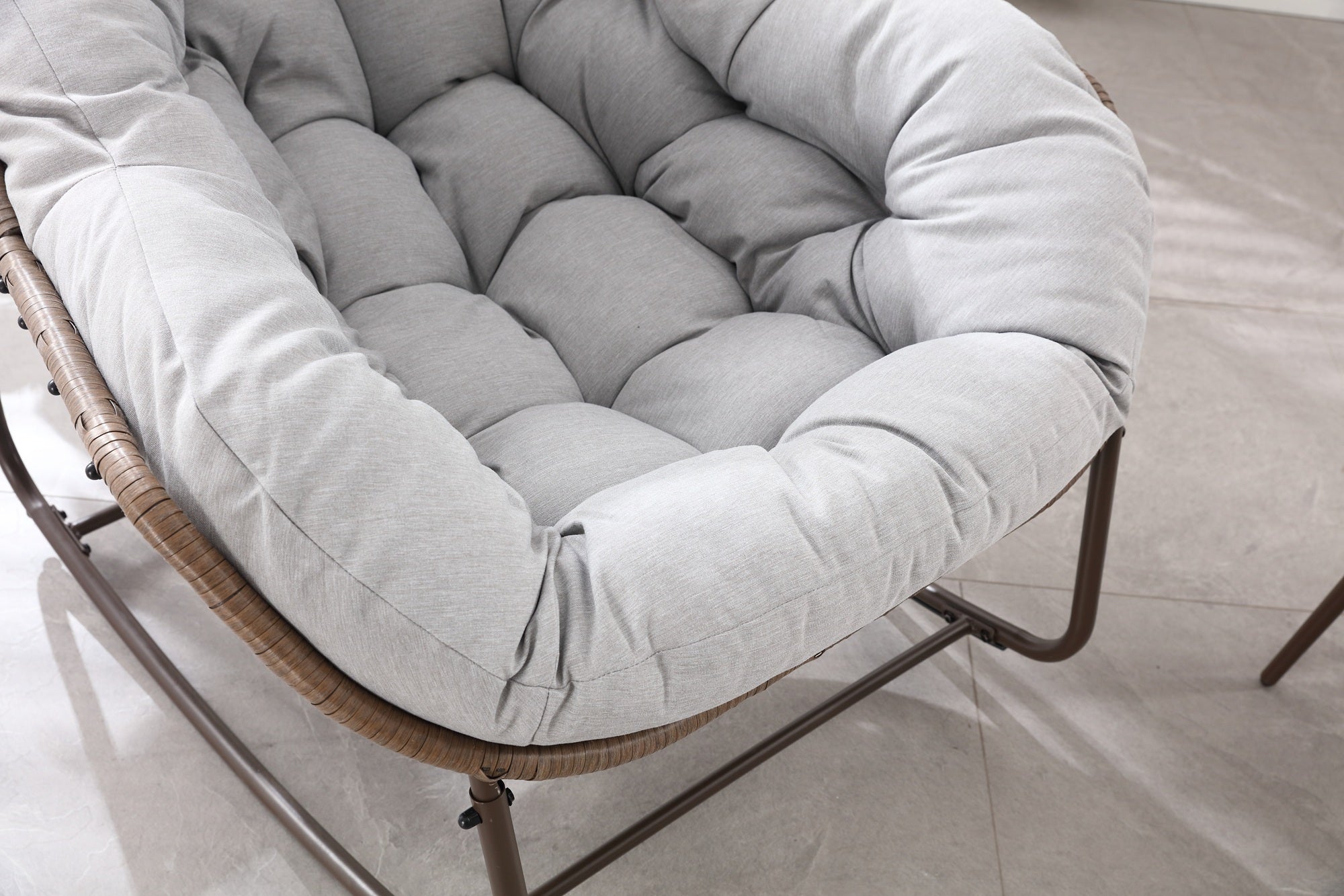 Logidon Outdoor Schommelstoel XXL Rieten Egg Chair Grijs