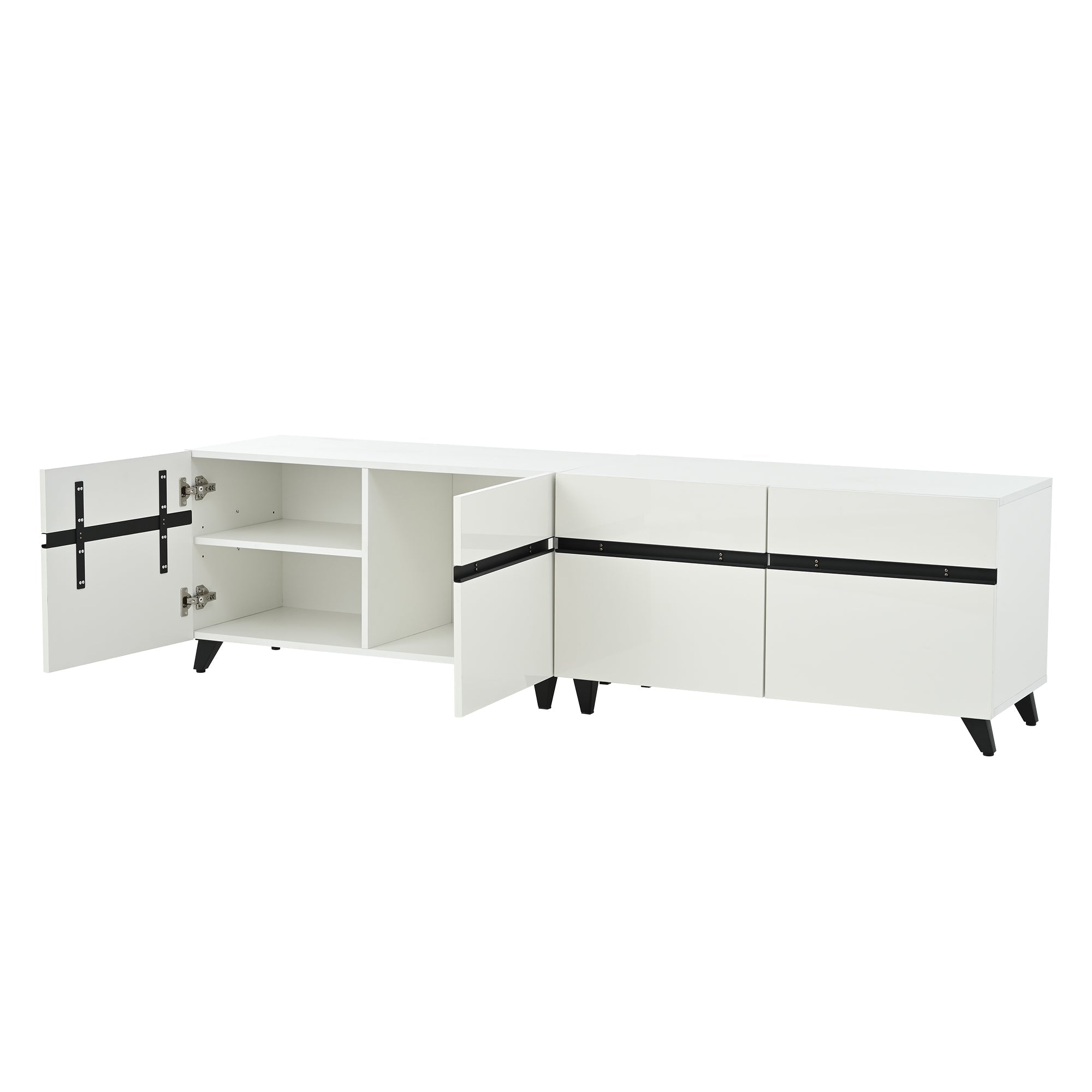 Logidon TV-meubel 180x40x49 cm wit hoogglans 4 kasten