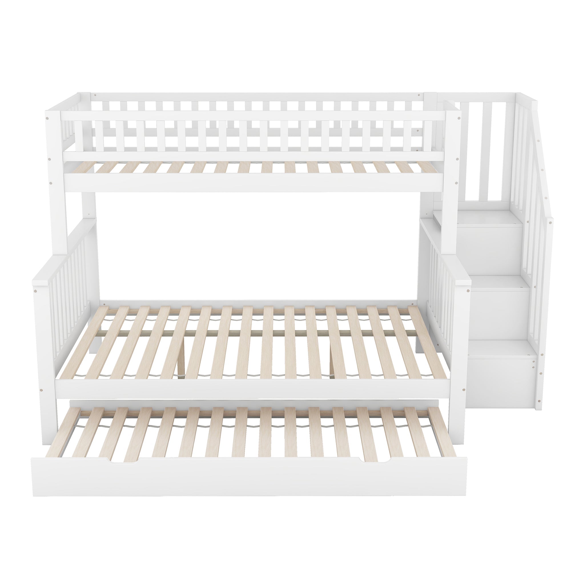 Logidon stapelbed wit 90x200 en 140x200 met rolcontainertrap