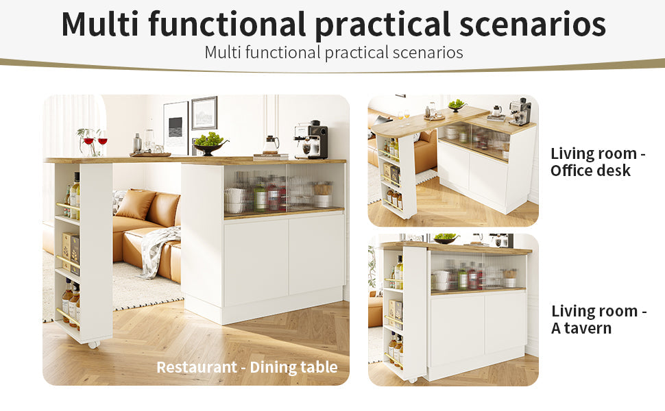 Logidon 360° draaibaar dressoir wit 90×45×100 cm glazen schuifdeur
