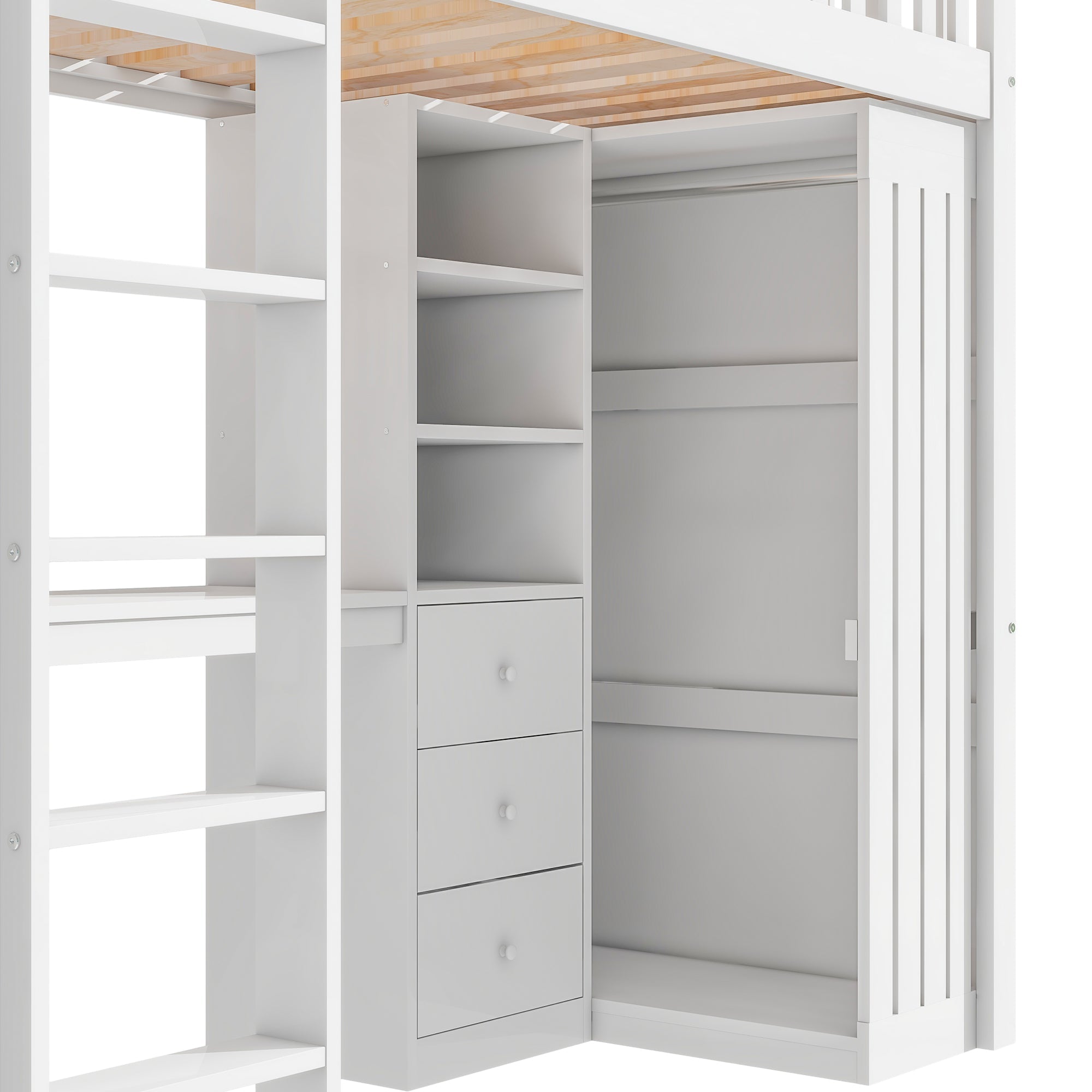 Logidon hoogslaper 90x200 wit met bureau en kledingkast