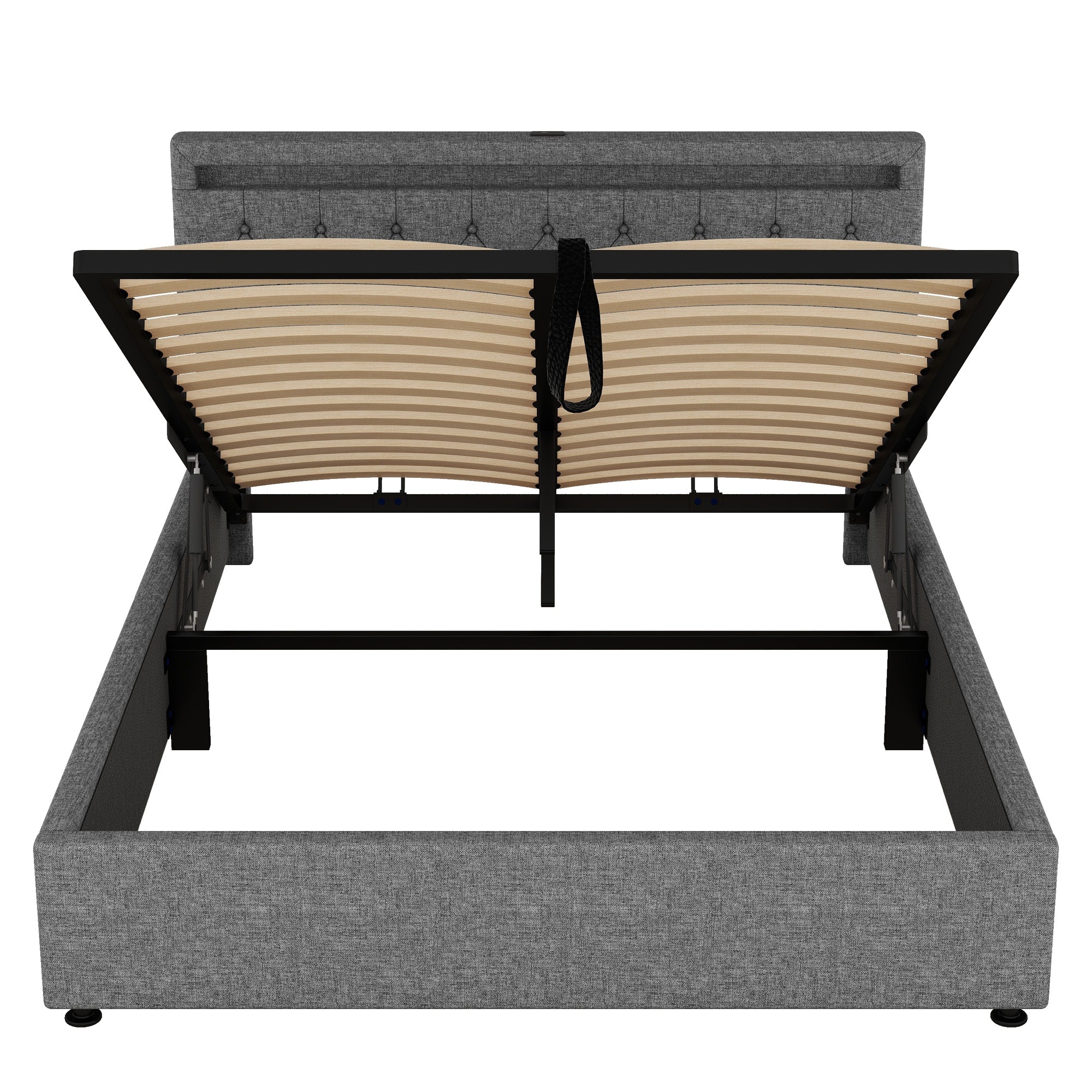 Logidon grijs gestoffeerd bed 160x200 cm met LED Ambient USB-C