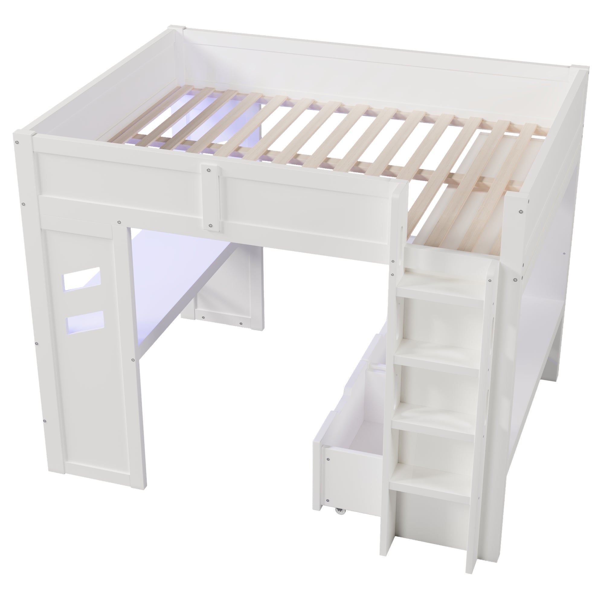 Logidon hoogslaper 140x200 cm wit gamingbed met bureau LED