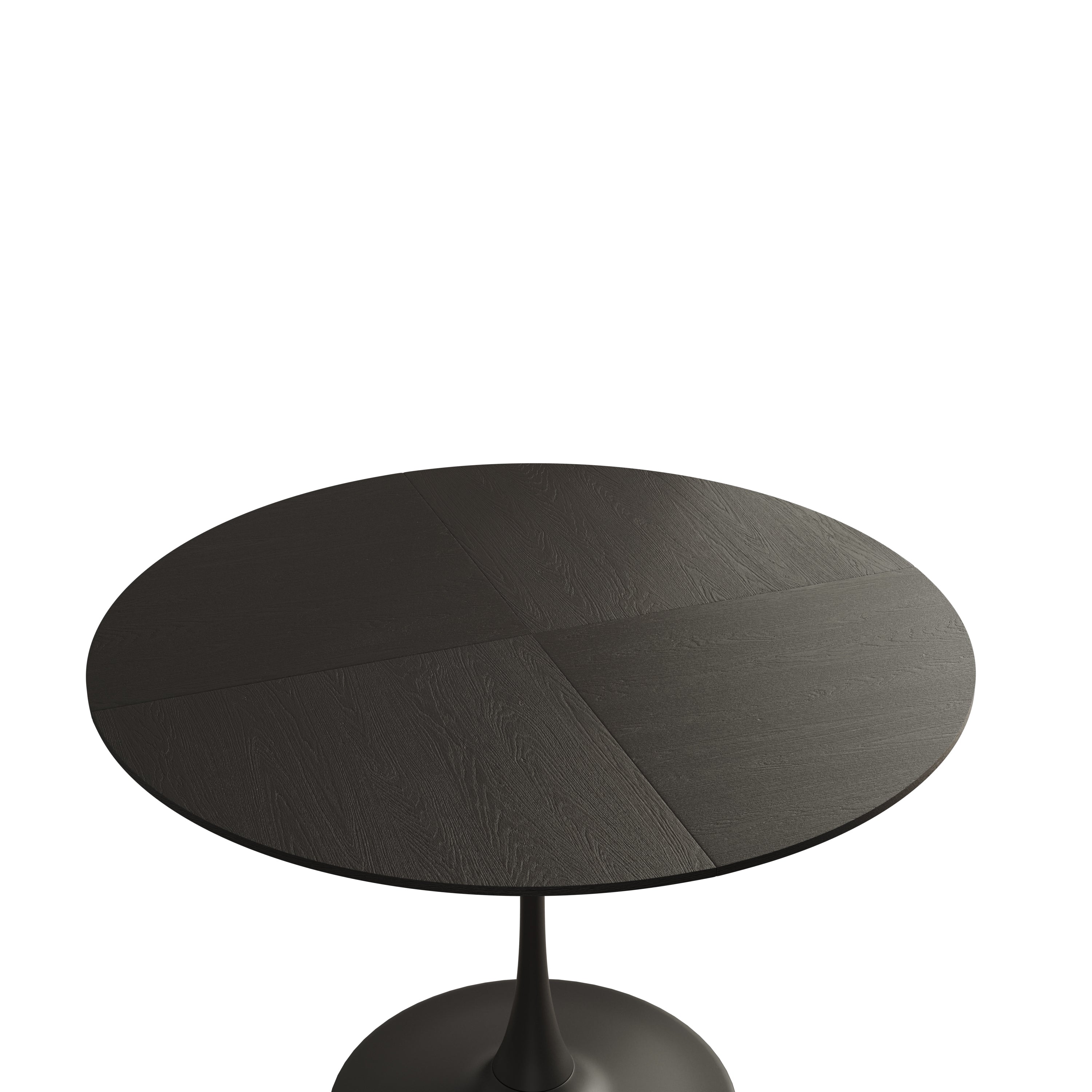Logidon ronde eettafel 120 cm zwart houtlook metalen onderstel