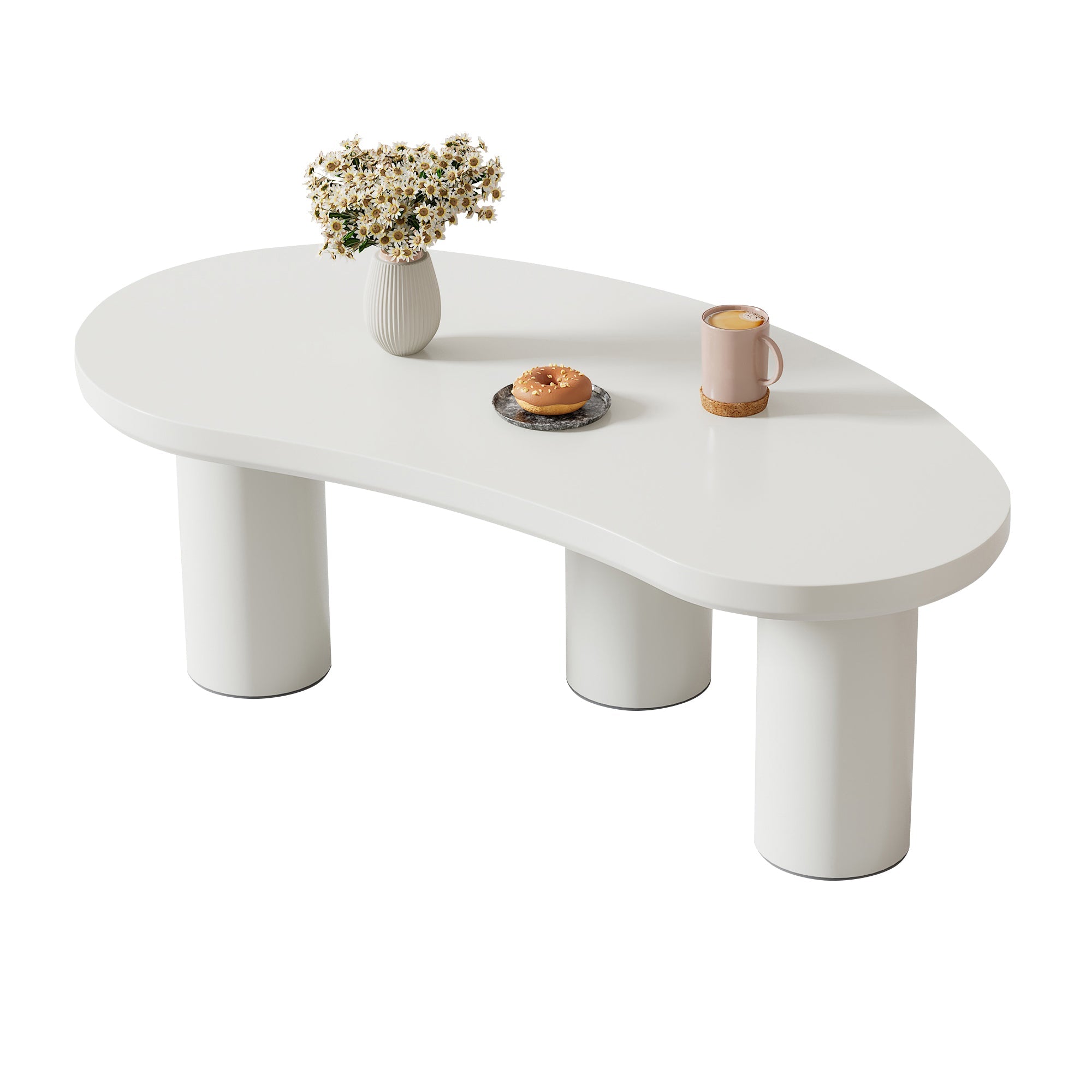Logidon Witte halve maan salontafel 107x57x40,5 cm MDF en PVC