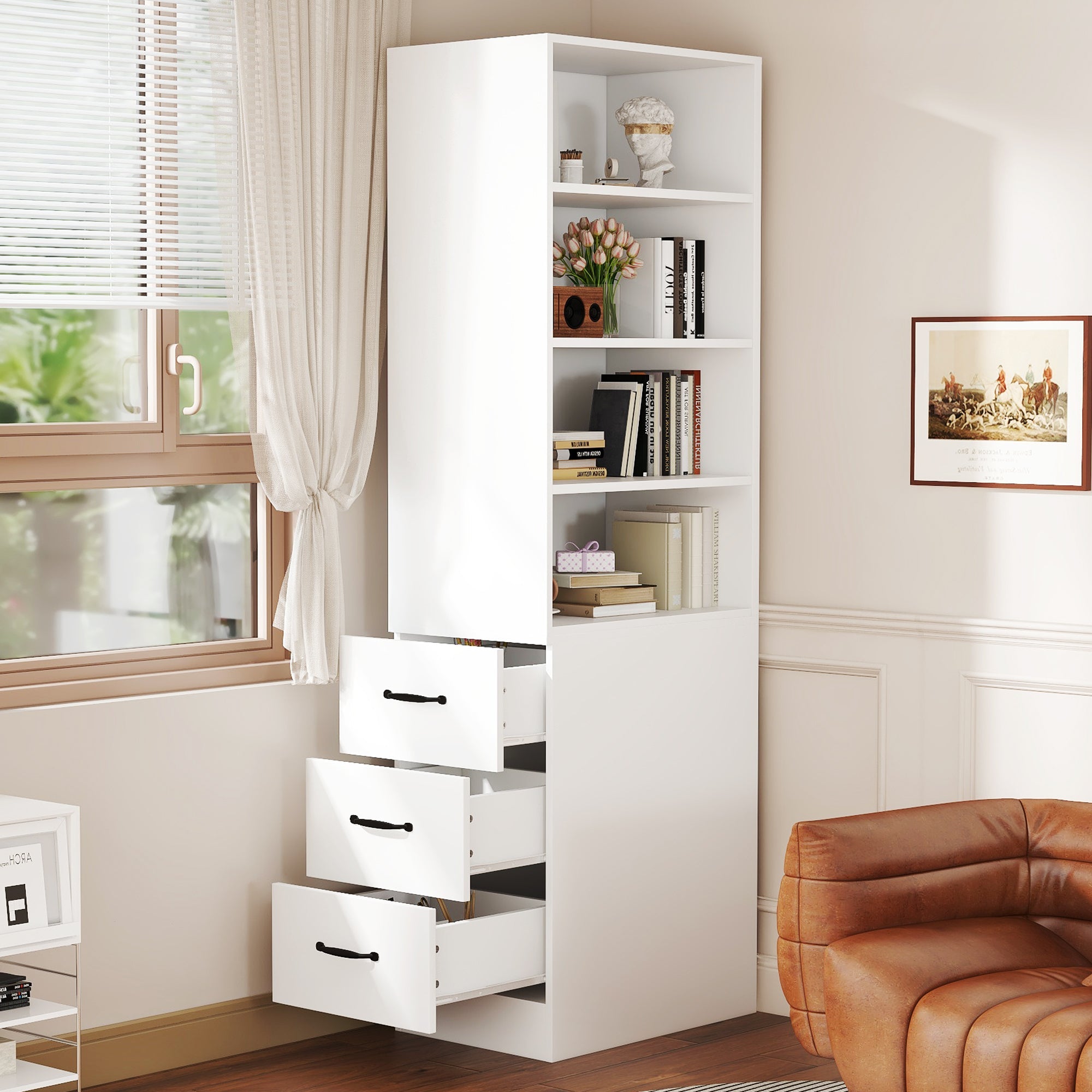 Logidon 180 cm smalle boekenkast wit met zijladen