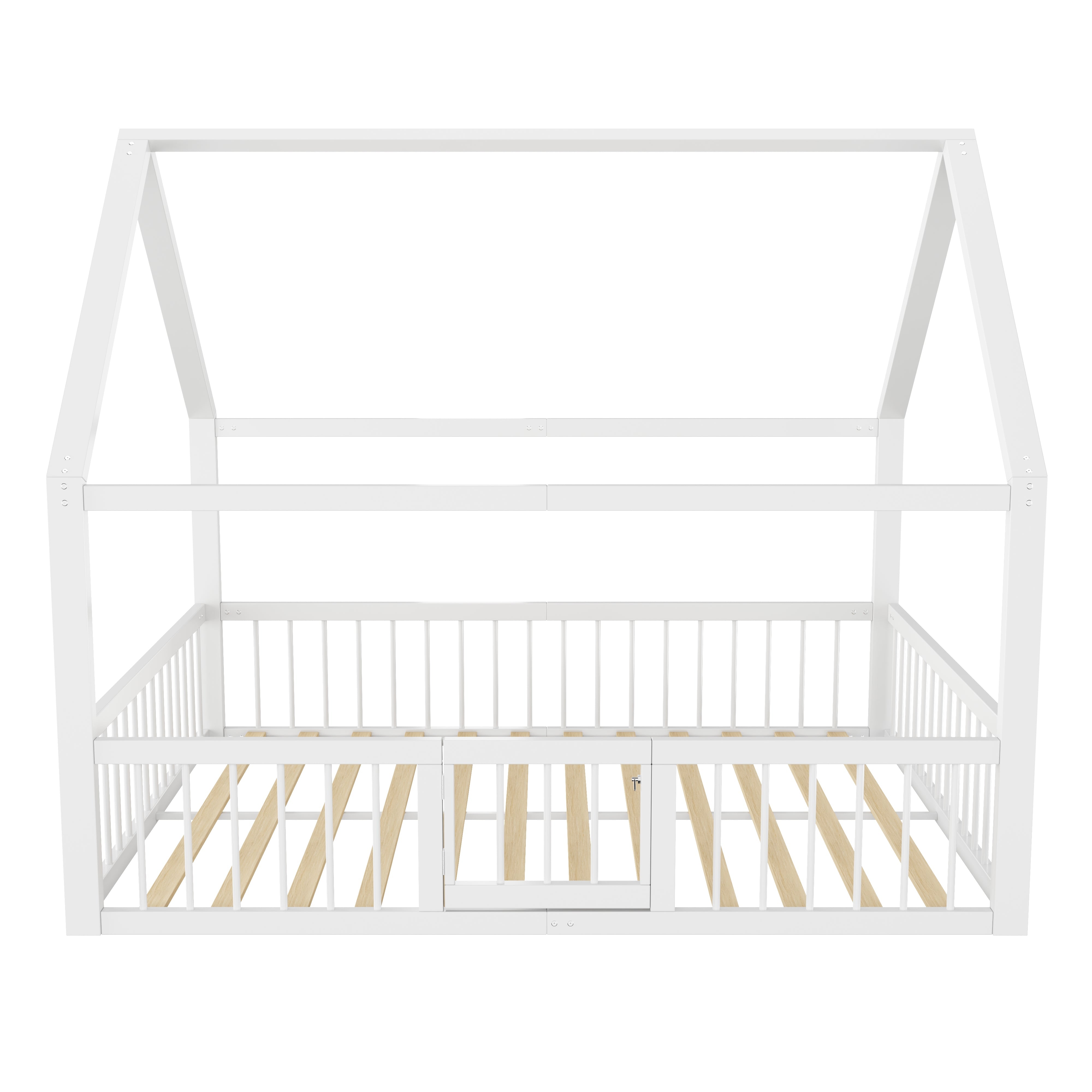 Logidon metalen bed 140x200 wit plat bed met dakframe