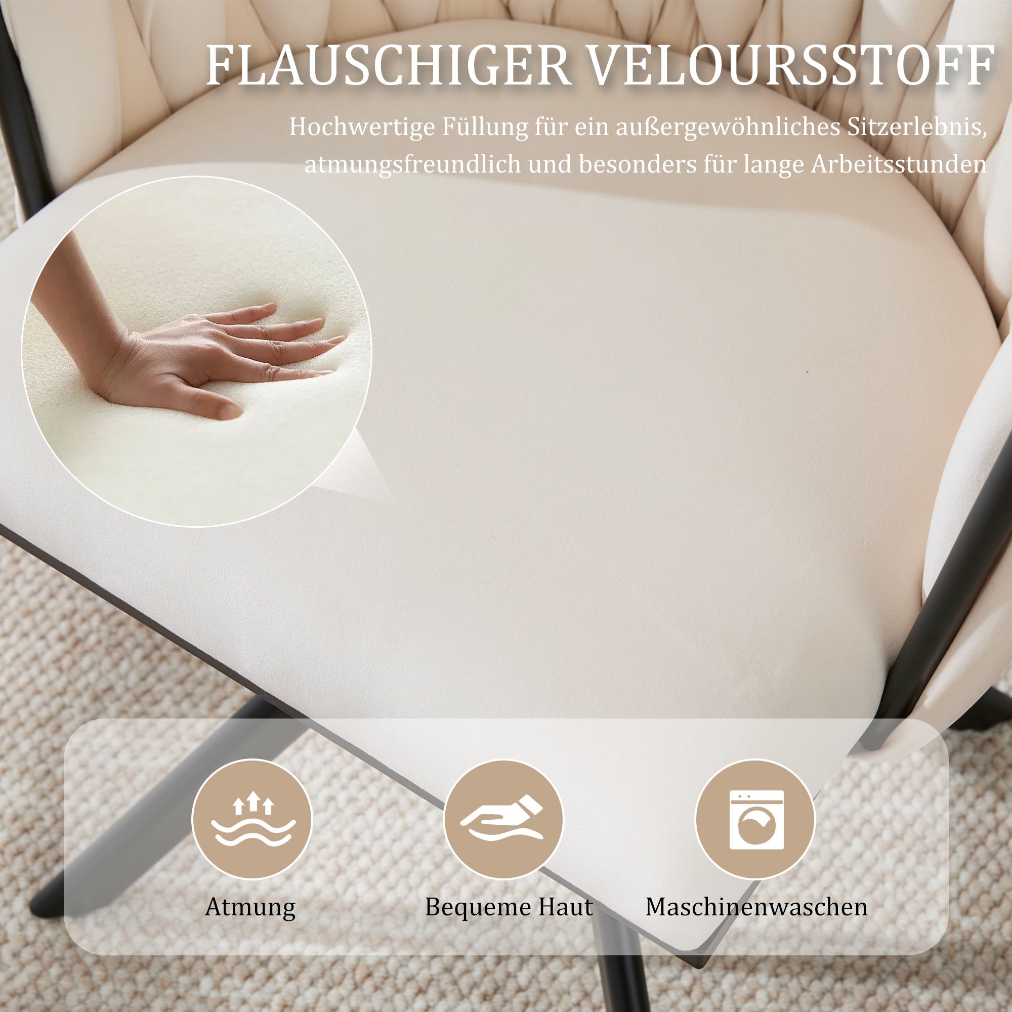 Logidon velours fauteuils met 180 graden draaifunctie, set van 2 Ivoor