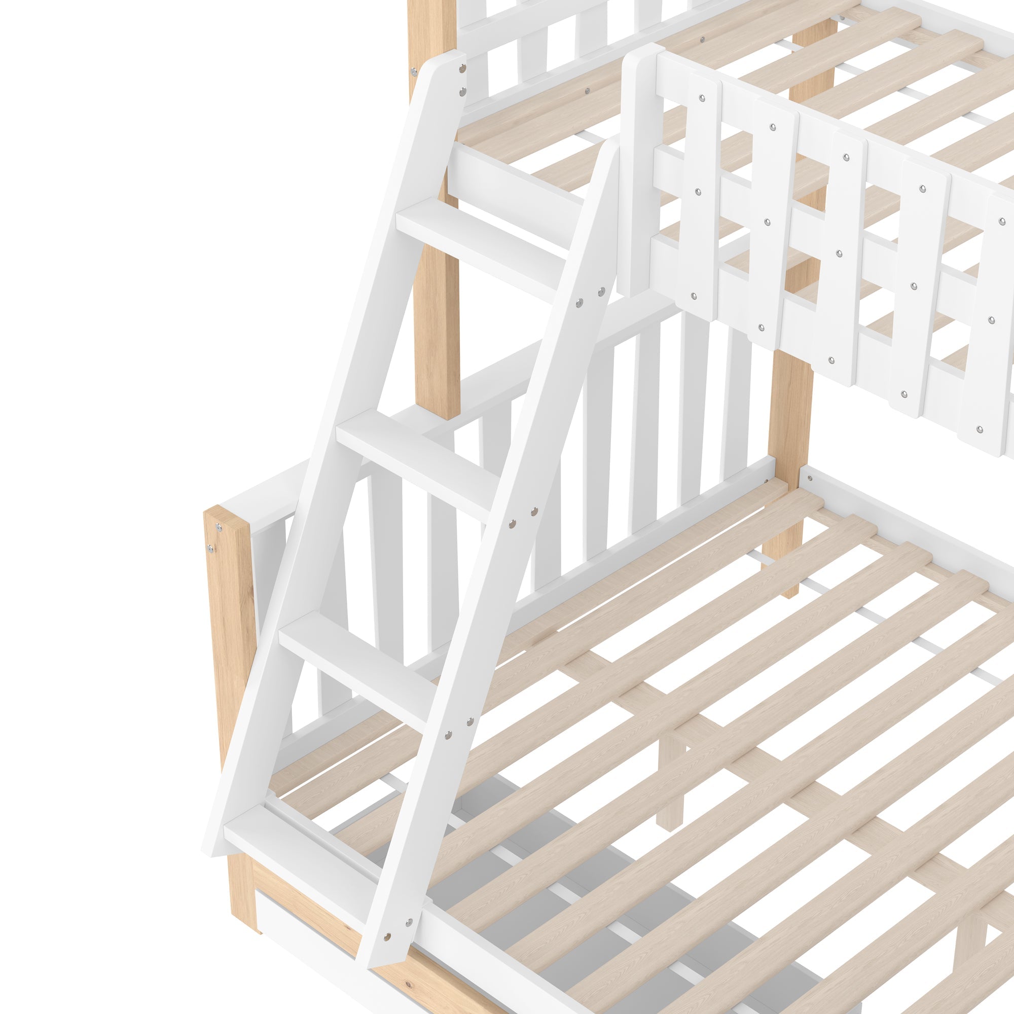 Logidon stapelbed 90x200 en 140x200 wit naturel met 2 lades