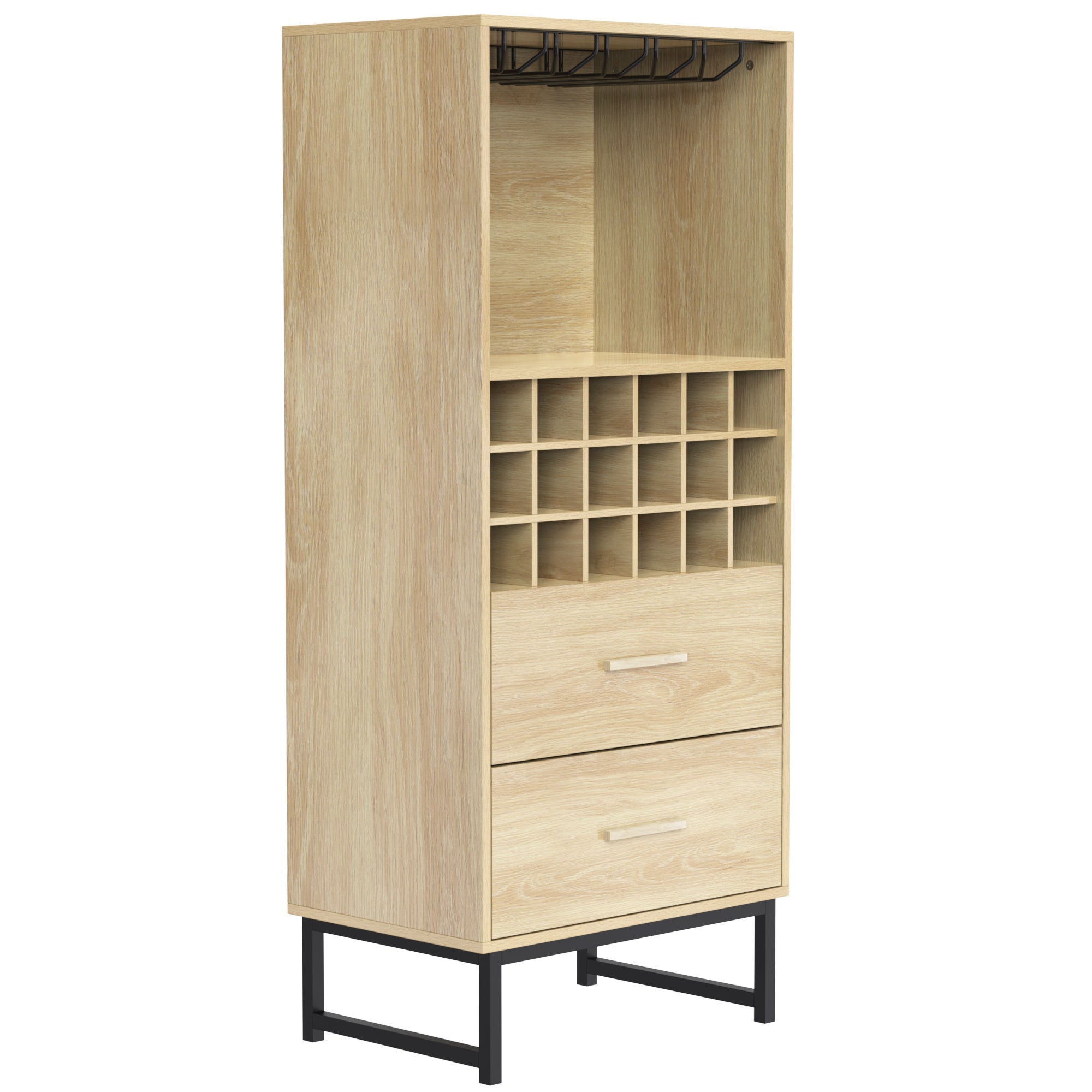Logidon wijnkast dressoir houtlook 60x39,5x141 cm 18 vakken