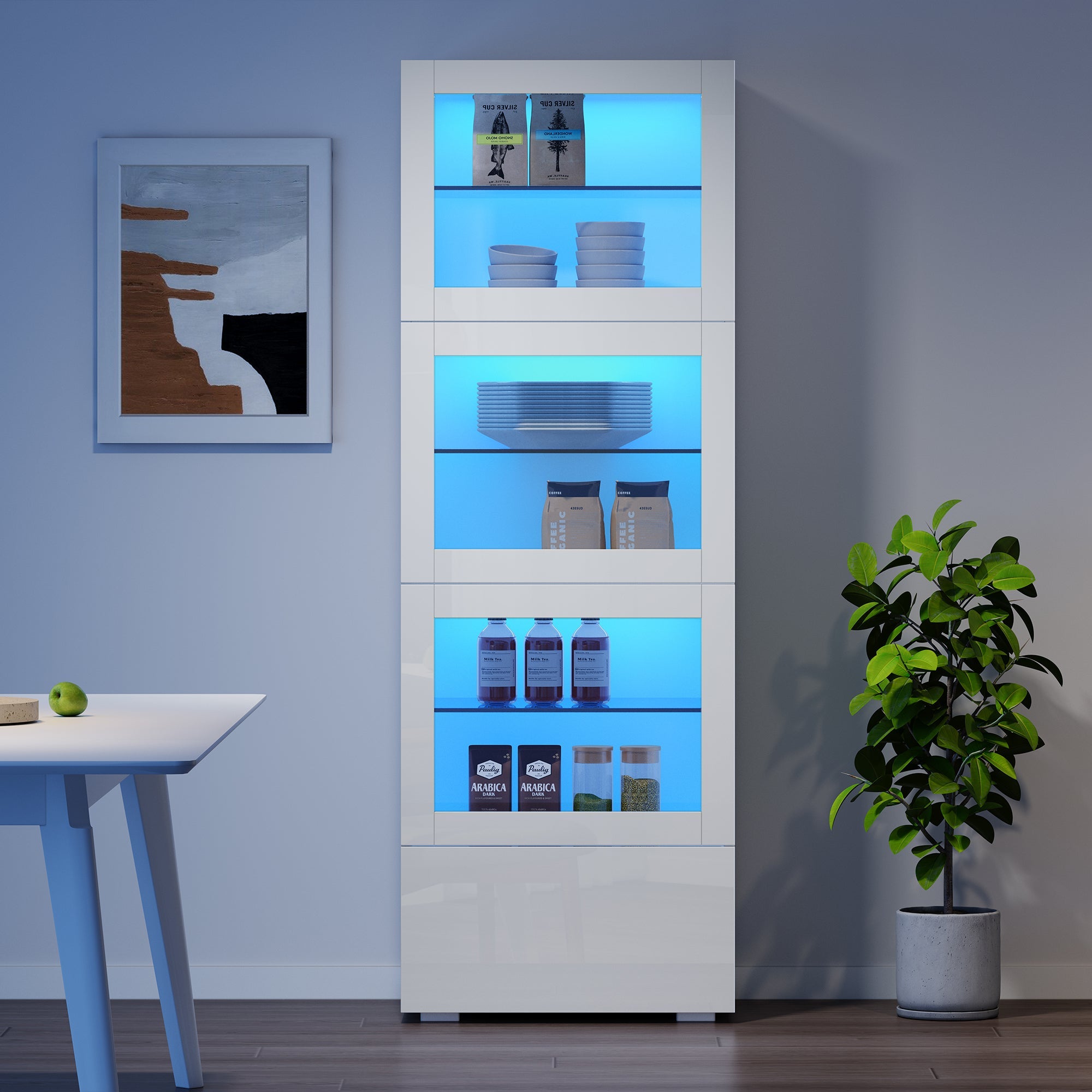 Logidon vitrine 60x40x173 cm wit hoogglans LED verlichting