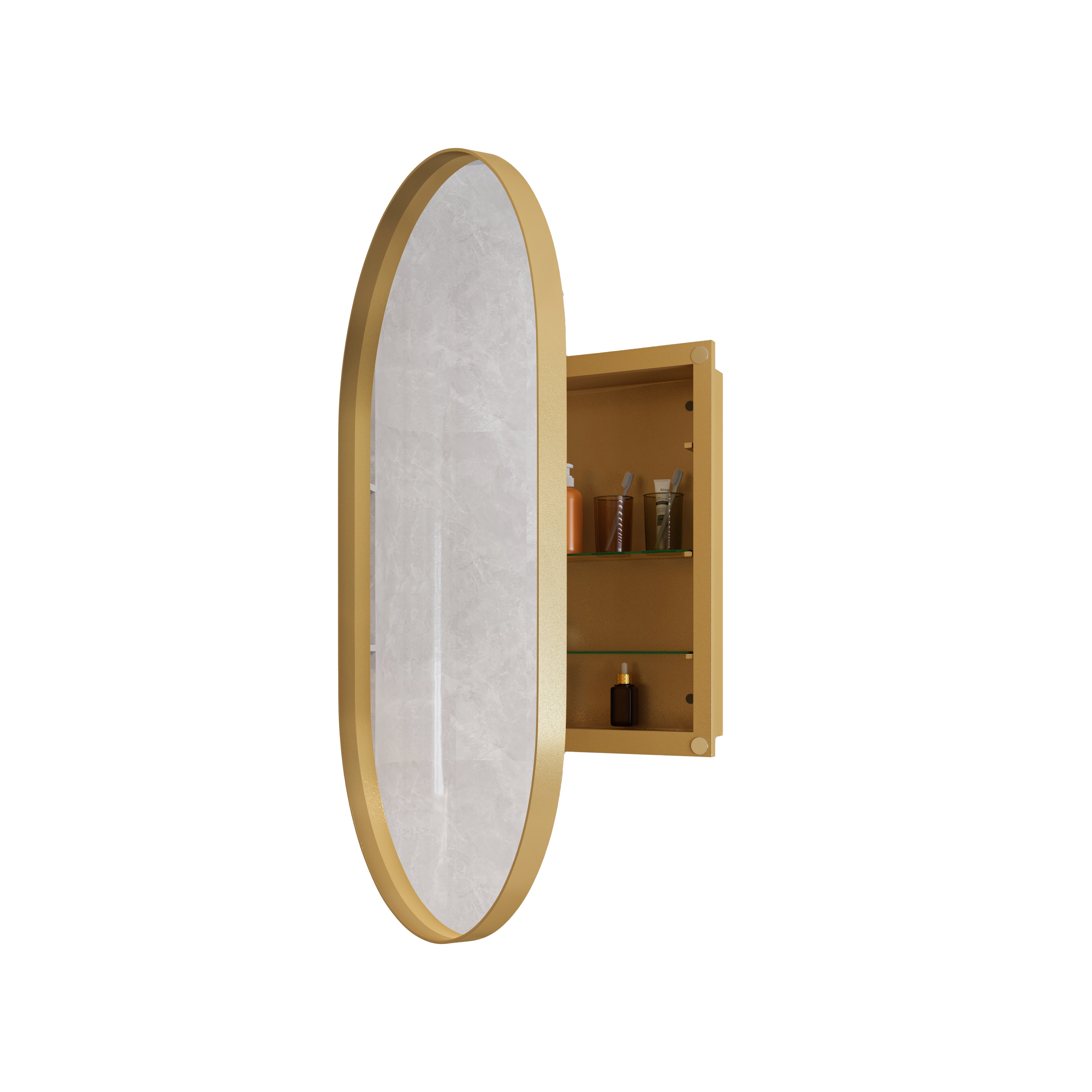 Logidon ovale spiegelkast goud inbouw 85 x 51,5 cm