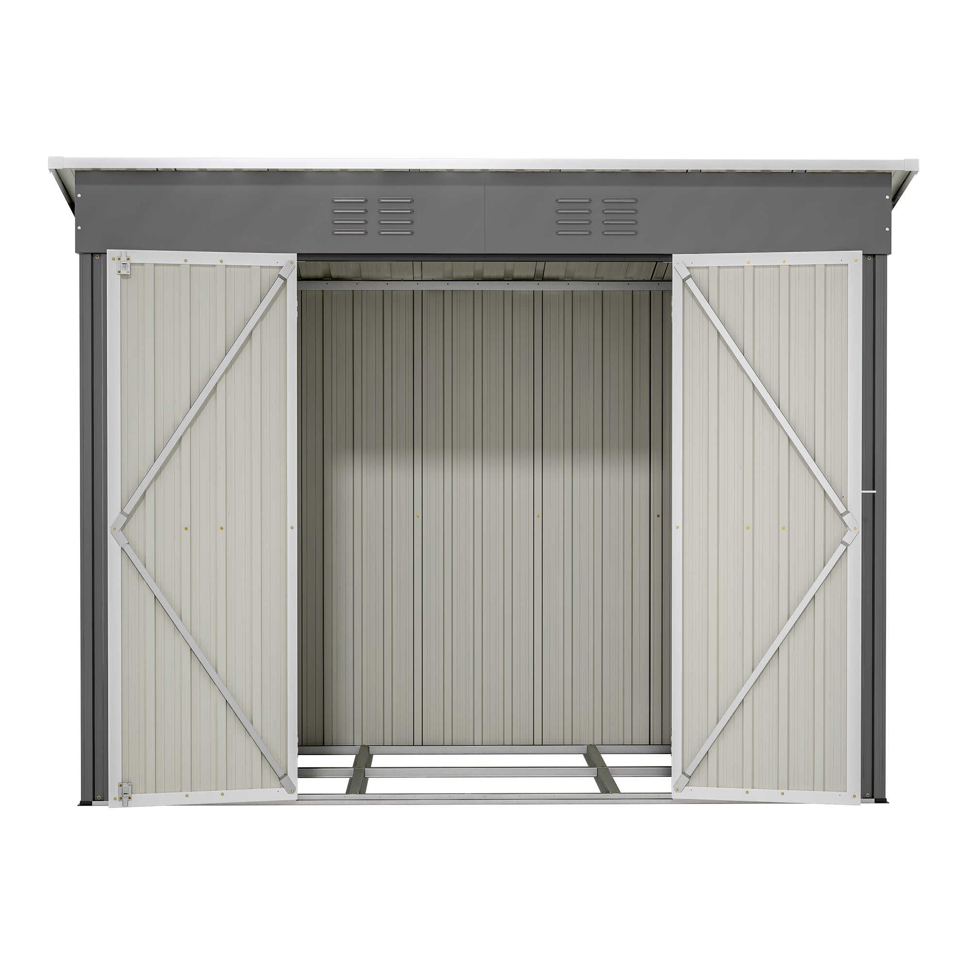 Logidon 8x4 Ft metalen gereedschapsschuur grijs met fundering weerbestendig