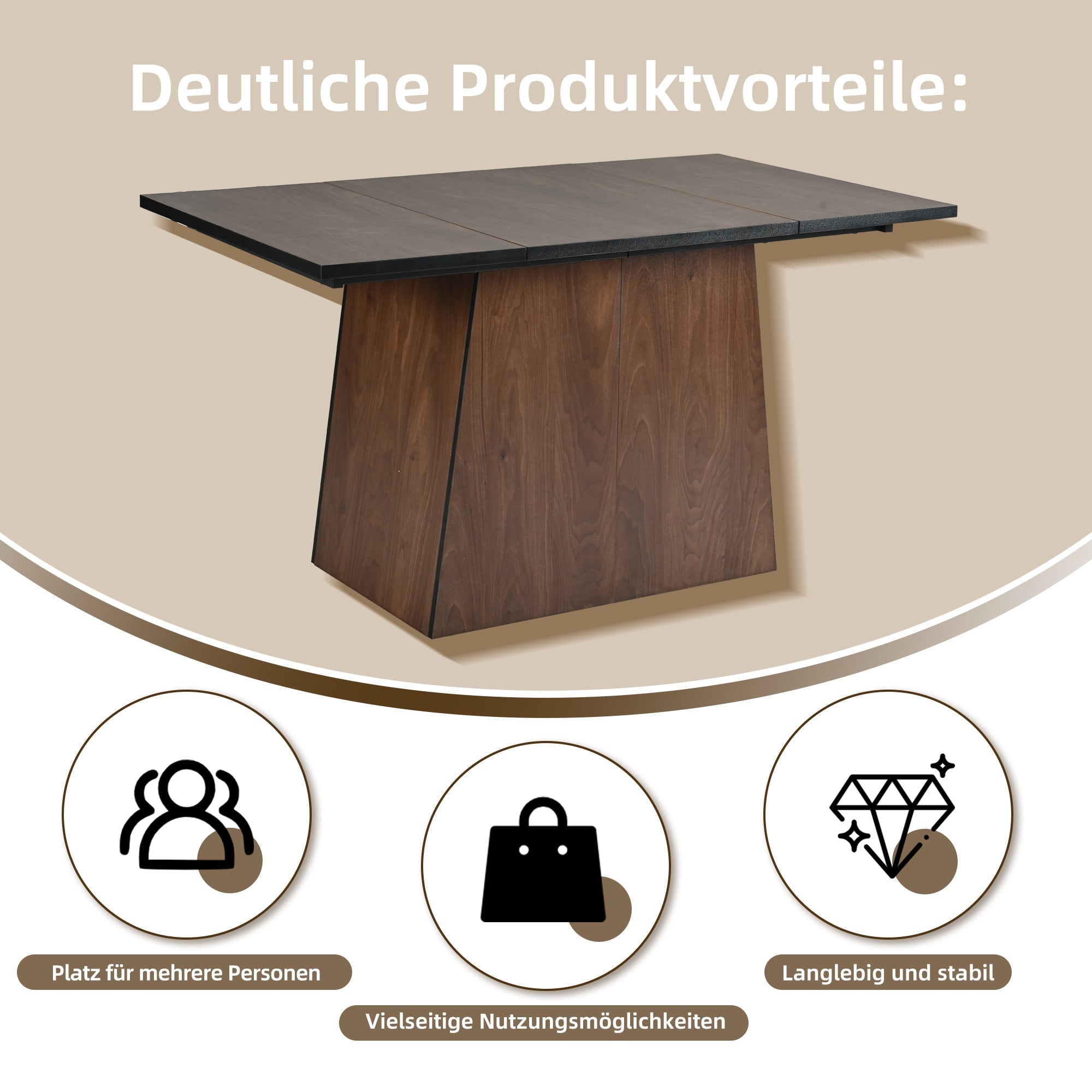 Logidon eettafelset 5-delig 138x80 cm beige stoelen houtnerf