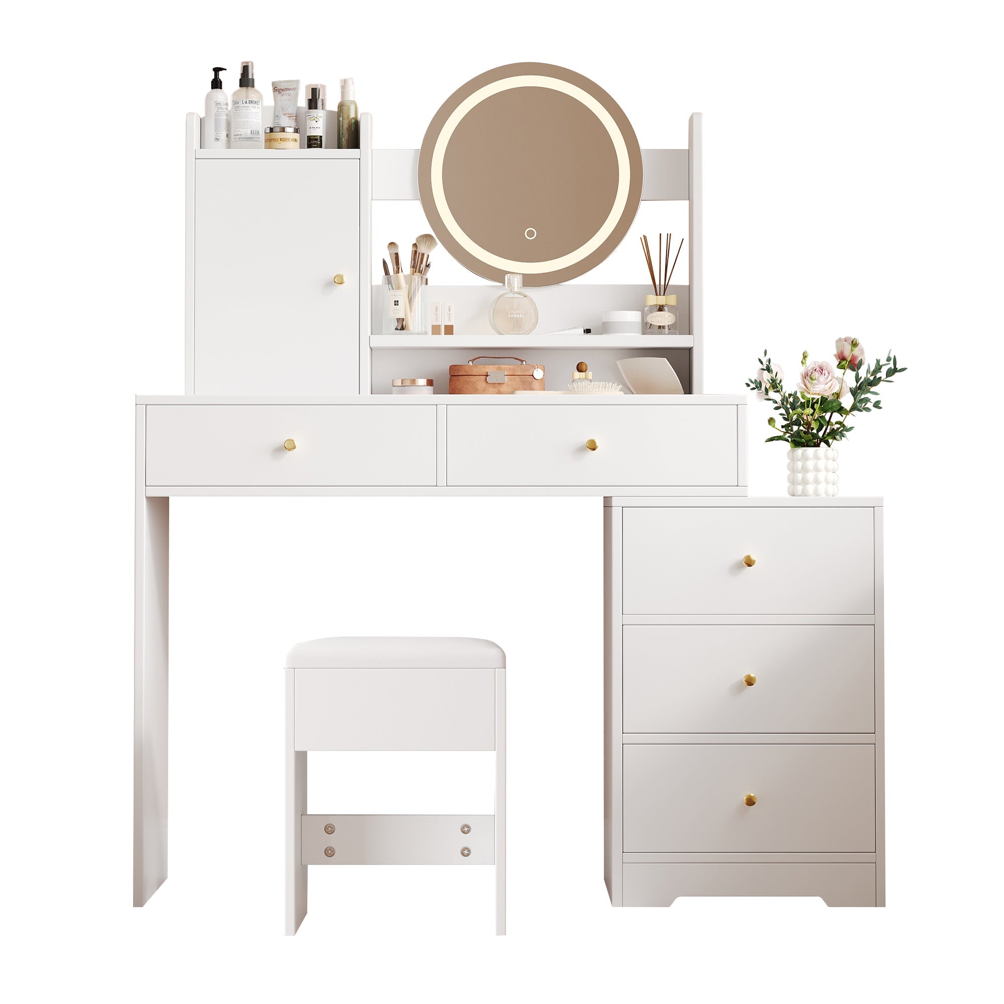 Logidon Grote Kaptafel Dimbaar LED Verlichting Wit 90x40x132 cm