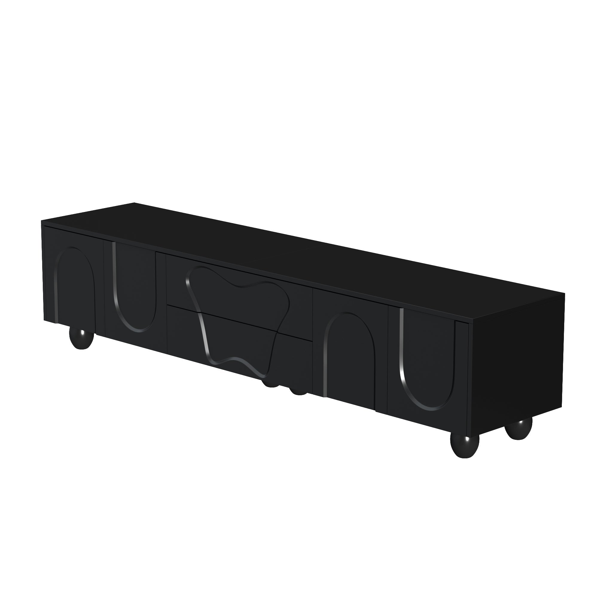Logidon TV-meubel 180 cm Zwart Modern Kast met Houten Poten