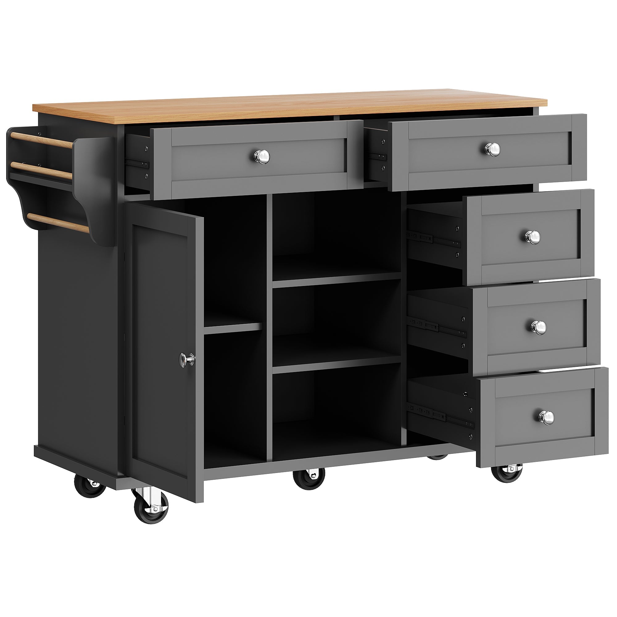 Logidon Restauratiewagen Zwart 134x46x92 cm Mobiel DualUse Design
