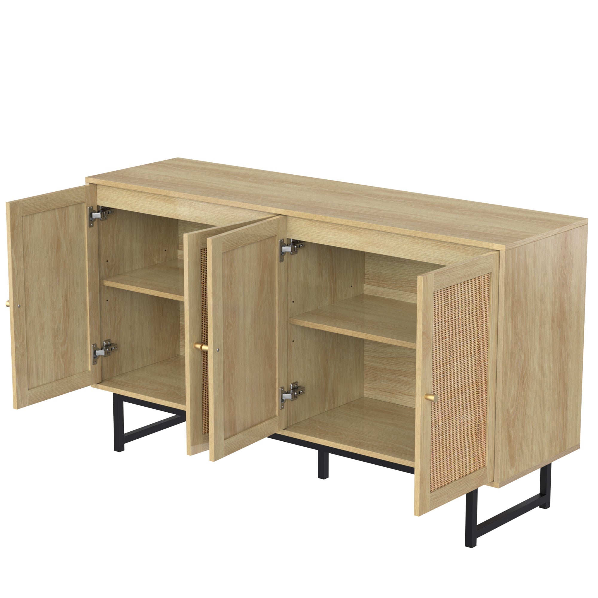 Logidon dressoir 140x39,5x80 cm met echt rattengaas 4 deuren